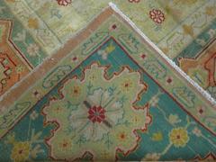 Antique Hand Knotted Angora Wool Salmon Color Turkish Oushak Rug