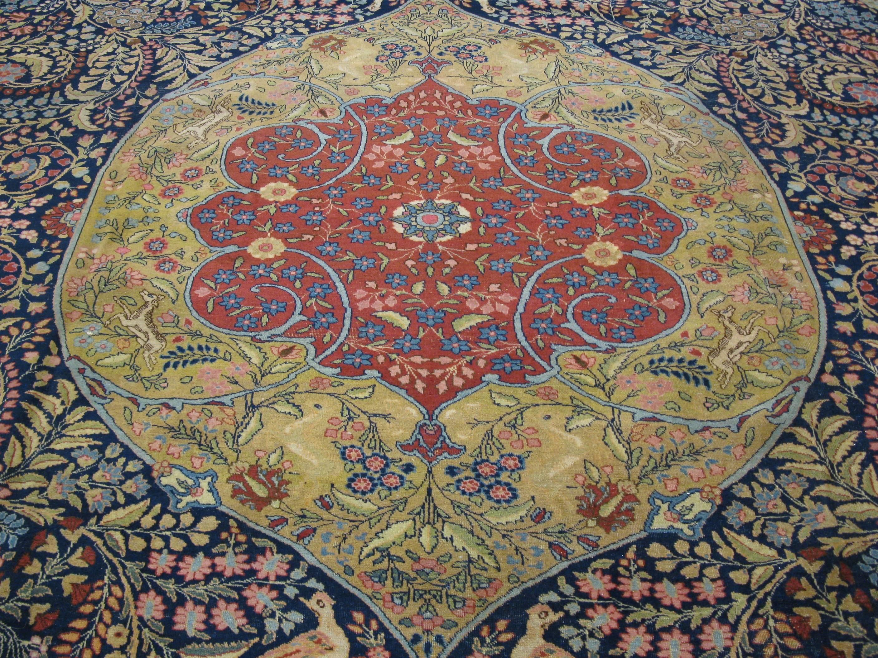 Hand-Knotted Large Antique Hand Knotted Wool Persian Tabriz Rug For Sale