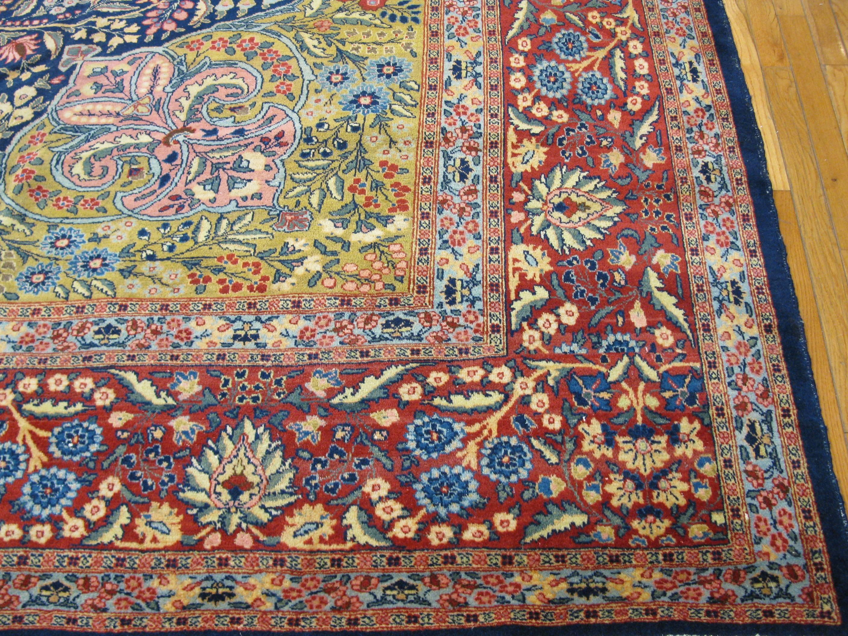 Large Antique Hand Knotted Wool Persian Tabriz Rug In Good Condition For Sale In Atlanta, GA