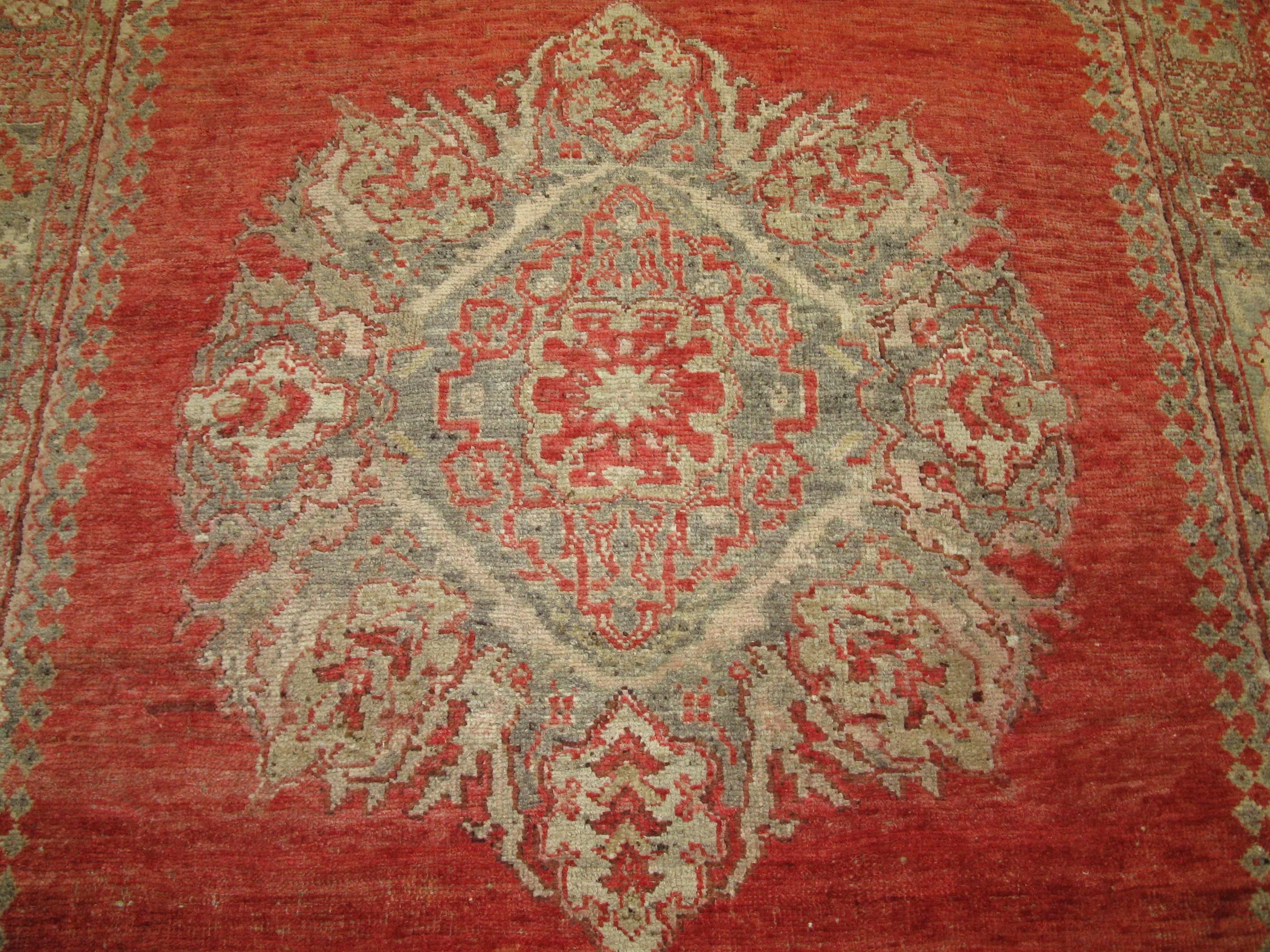 Antique Hand Knotted Turkish Oushak Rug For Sale 2