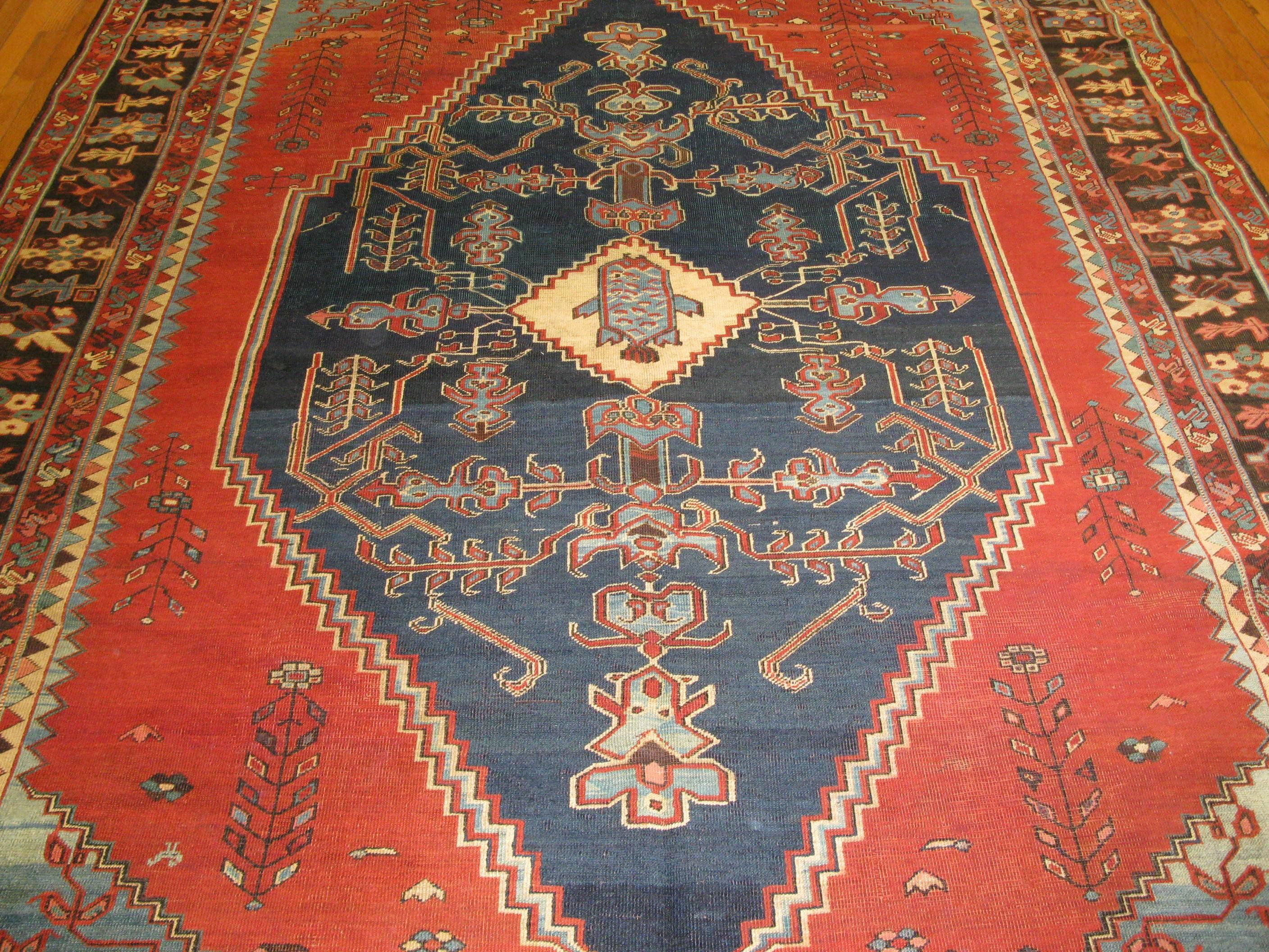 Hand-Knotted Late 19th Century Antique Persian Bakshaish Rug