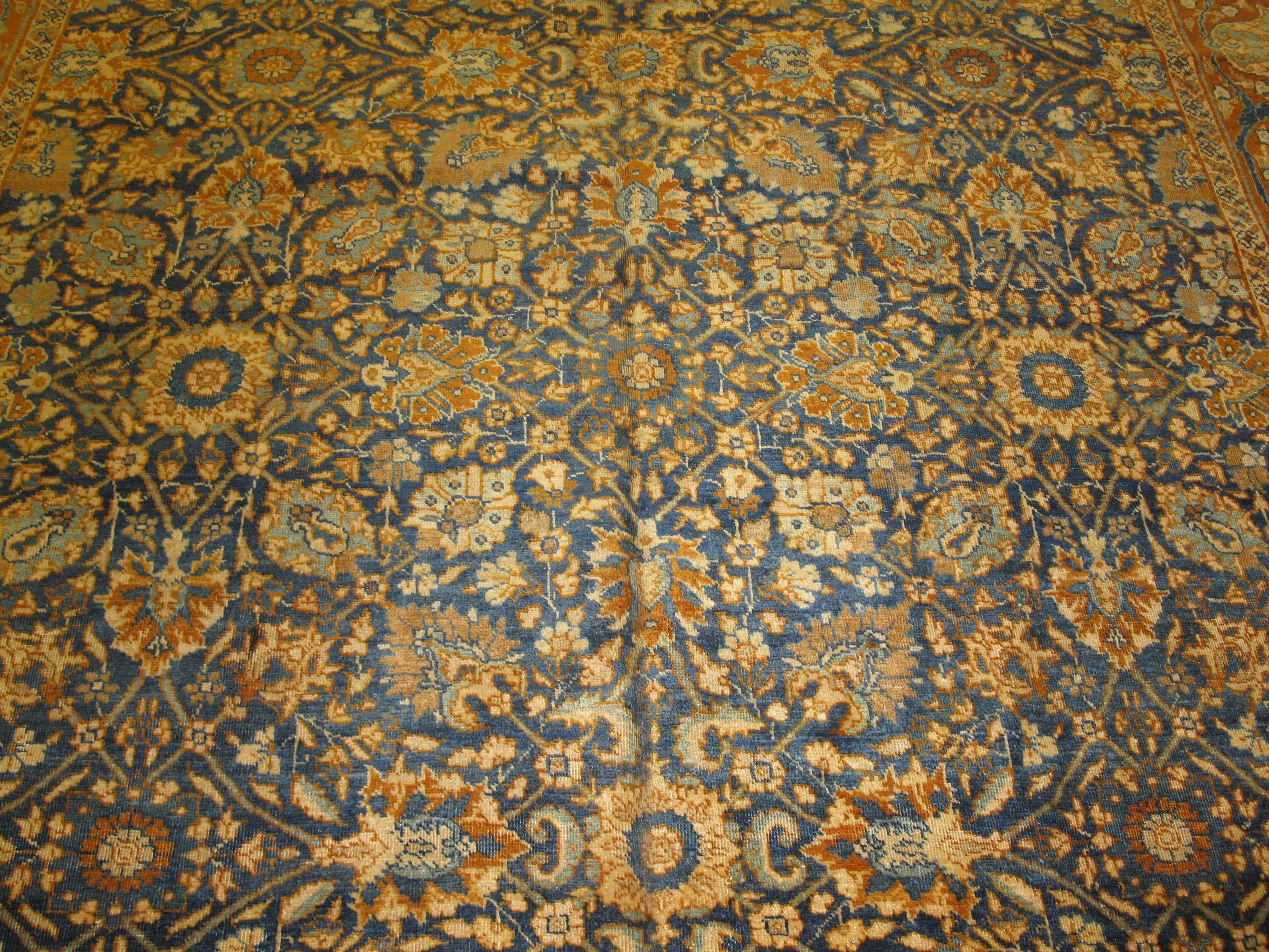 Hand-Knotted Room Size Antique Persian Tabriz Rug
