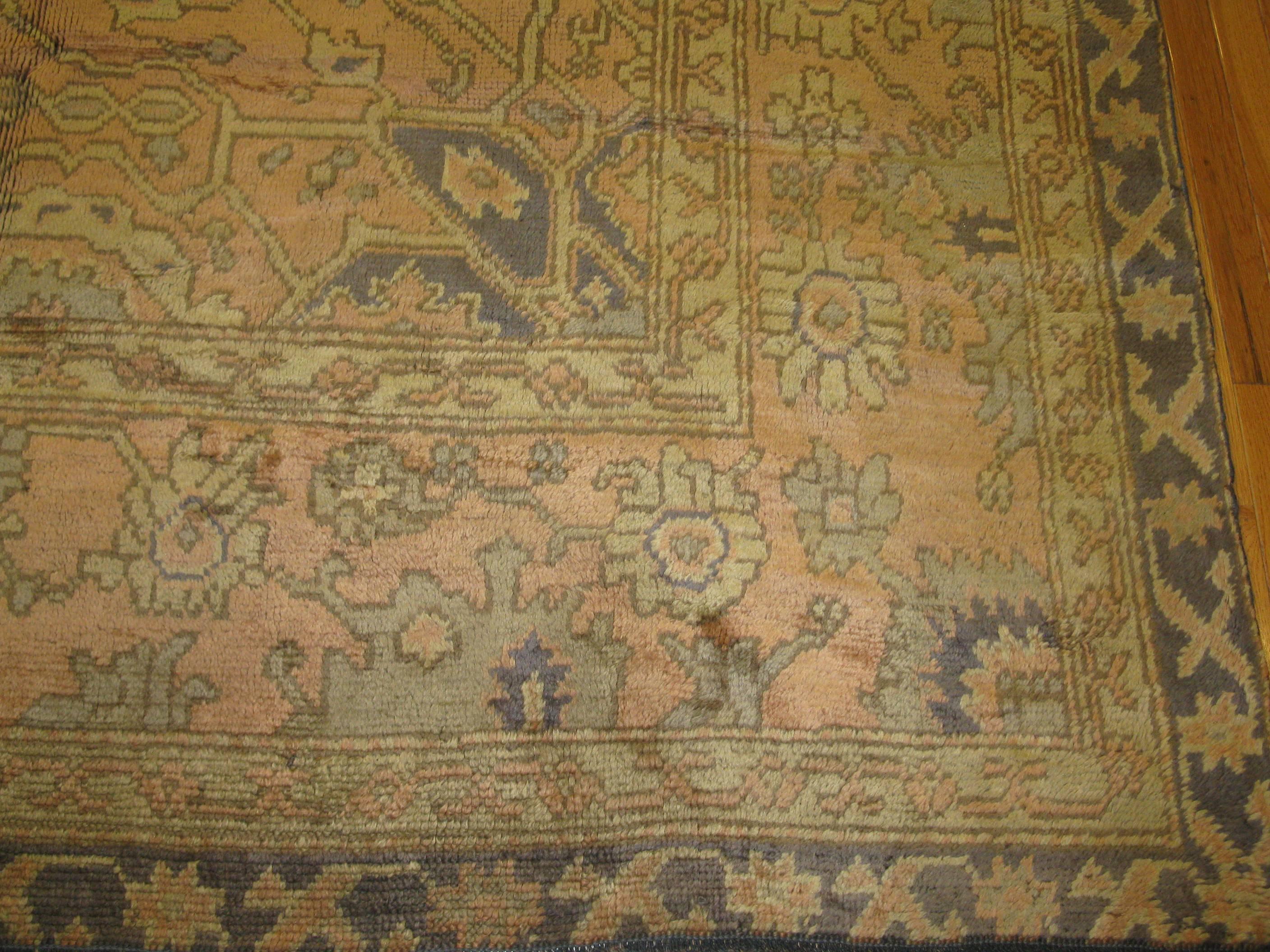 Large Antique Turkish Oushak Rug In Excellent Condition For Sale In Atlanta, GA