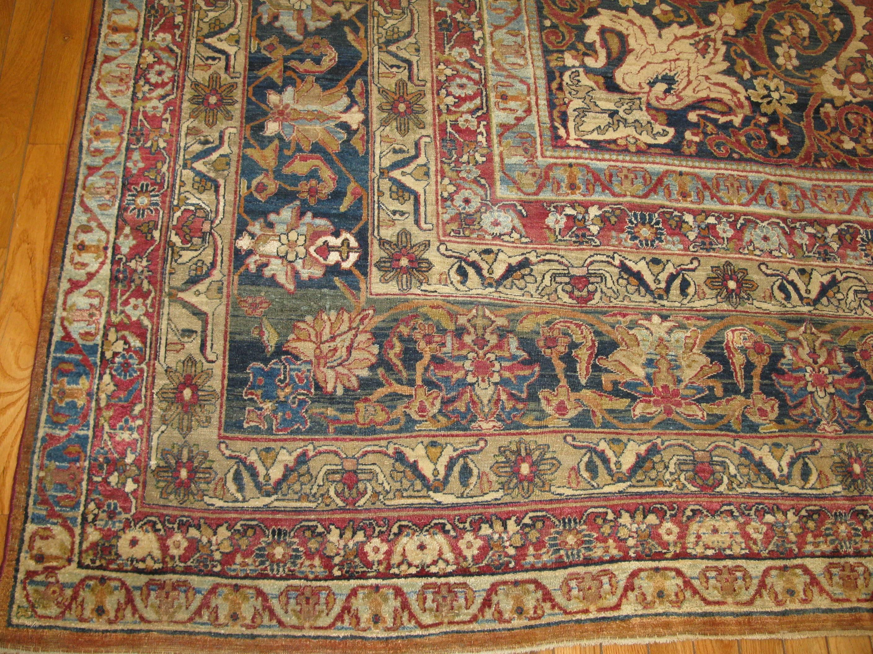 Hand-Knotted Late 19th Century Persian Lavar Kerman For Sale