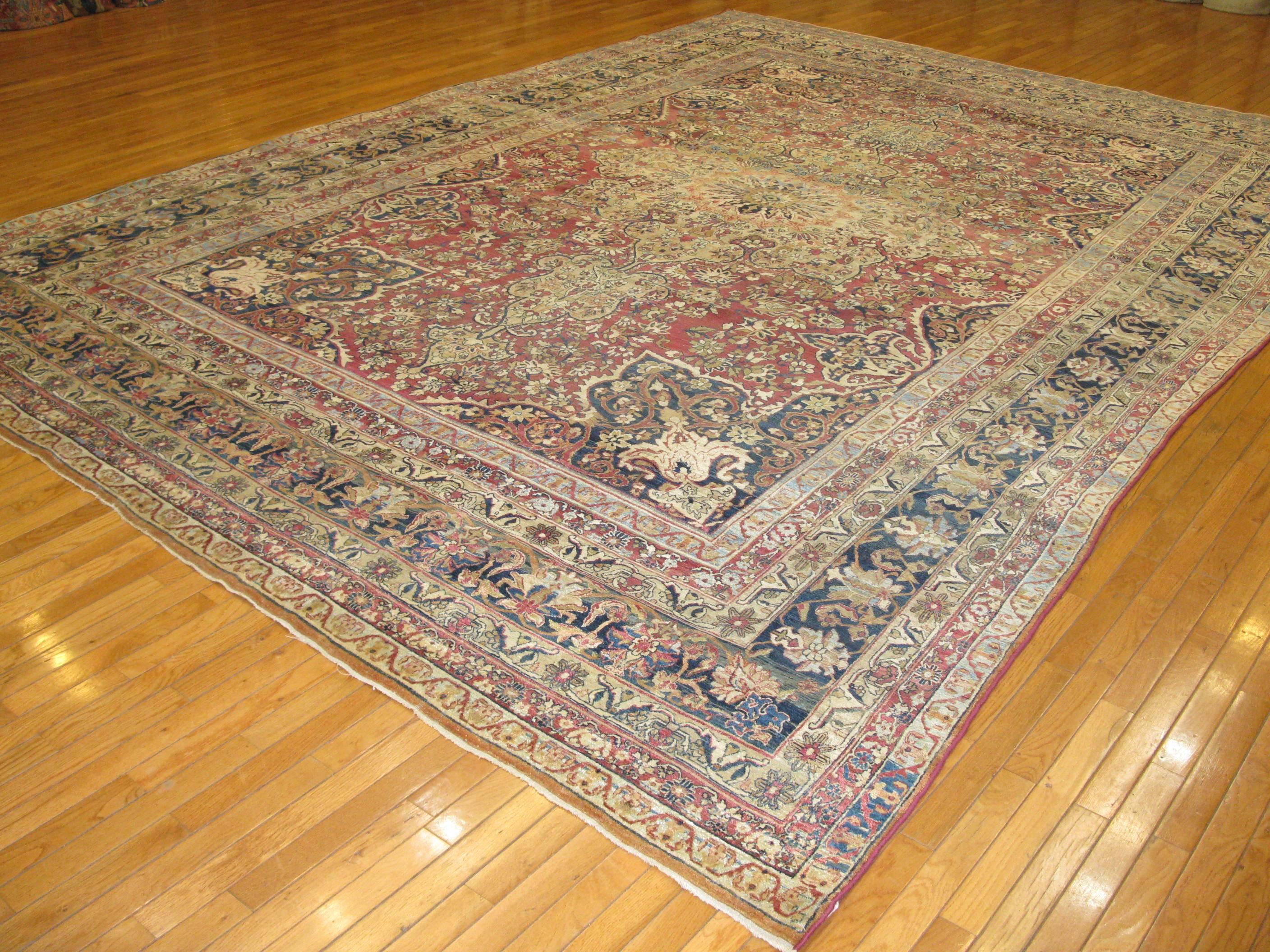 Wool Late 19th Century Persian Lavar Kerman For Sale