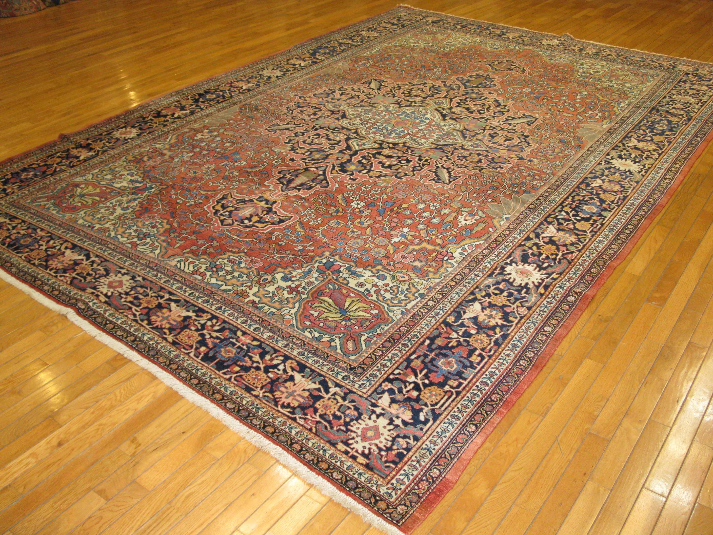 Room Size Antique Hand-Knotted Persian Sarouk Farahan For Sale 1