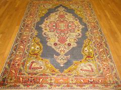 Small Hand-Knotted  Wool Vintage Turkish Rug