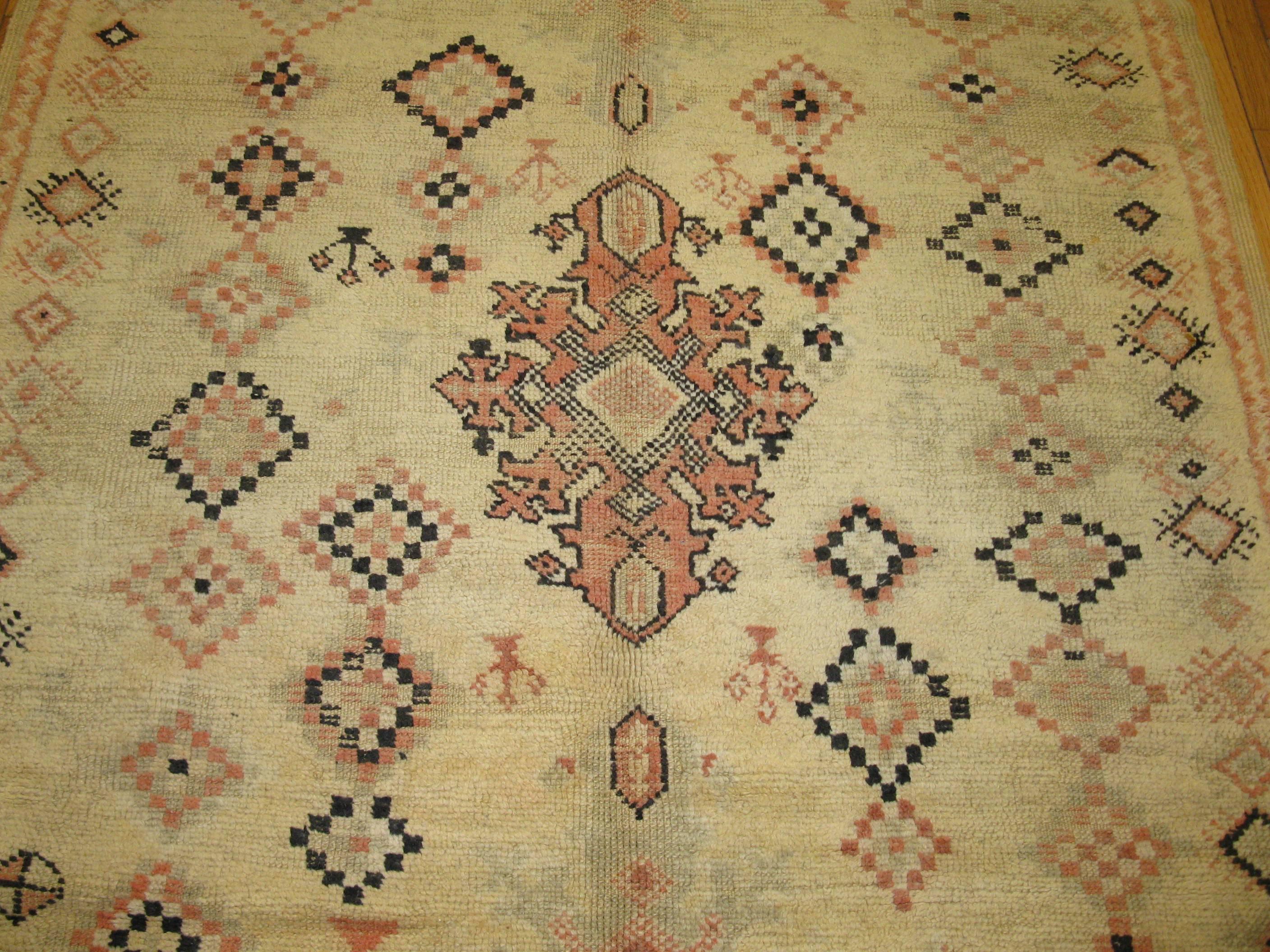 Other Vintage Hand-Knotted Moroccan Rug For Sale