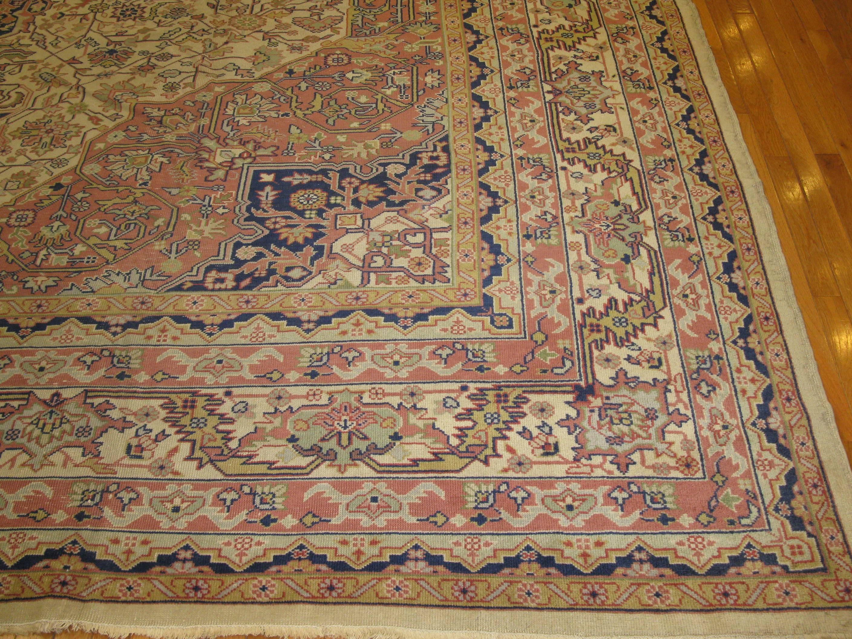 Hand-Knotted Large Antique Turkish Rug For Sale