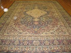 Large Antique Hand-Knotted Persian Lavar Kerman Rug