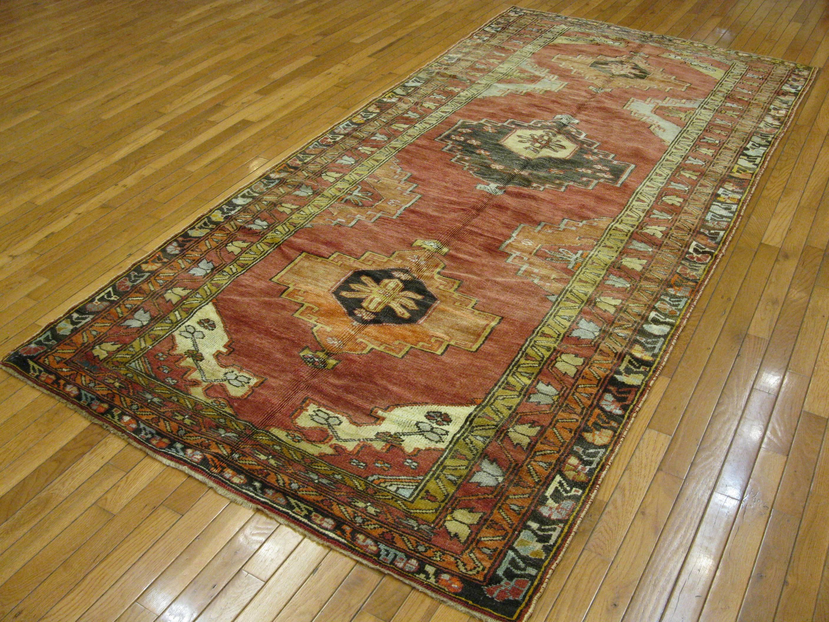 Hand-Knotted Vintage Wide Runner Rug For Sale