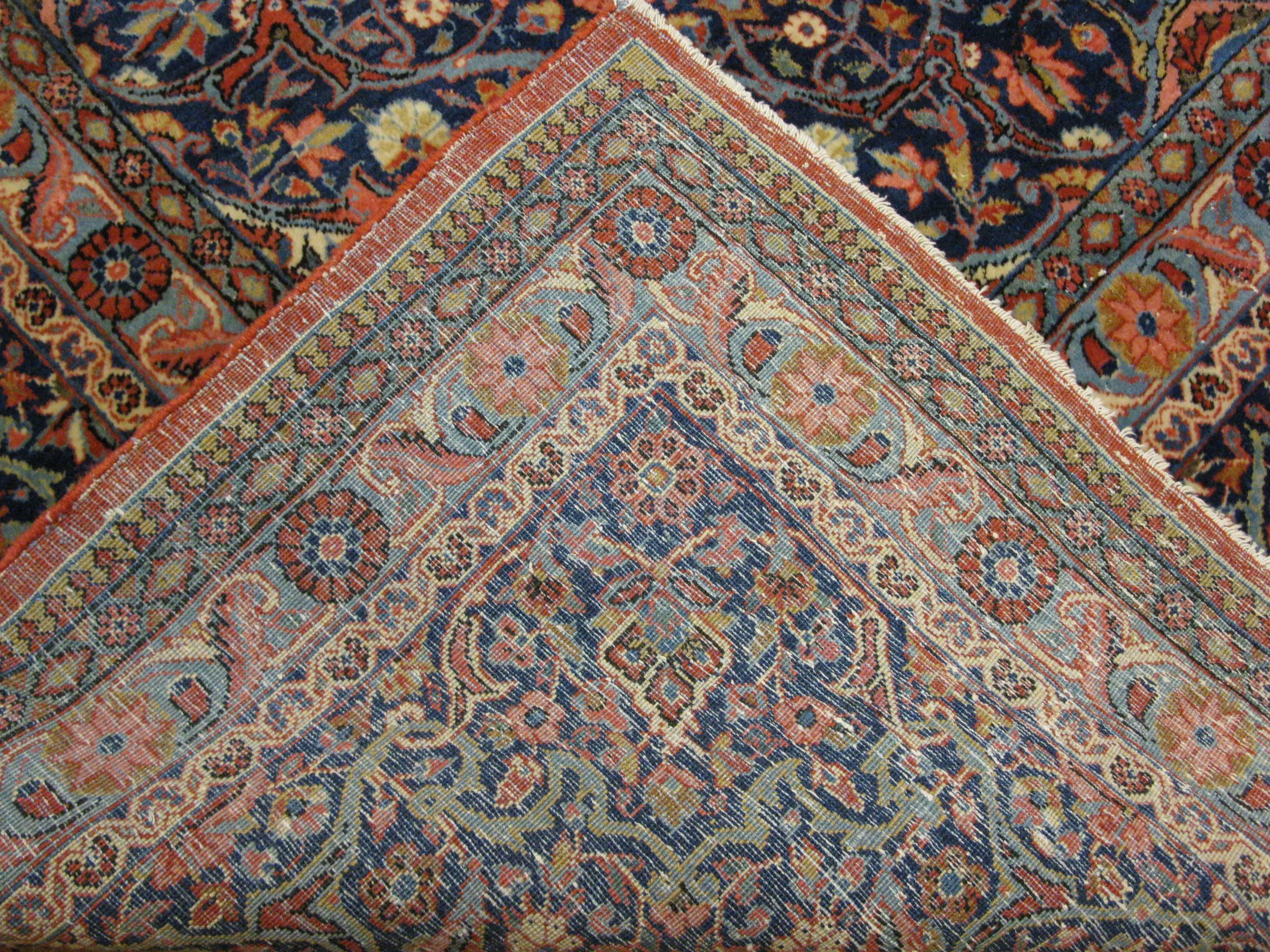 20th Century Antique Room Size Persian Kashan Rug For Sale