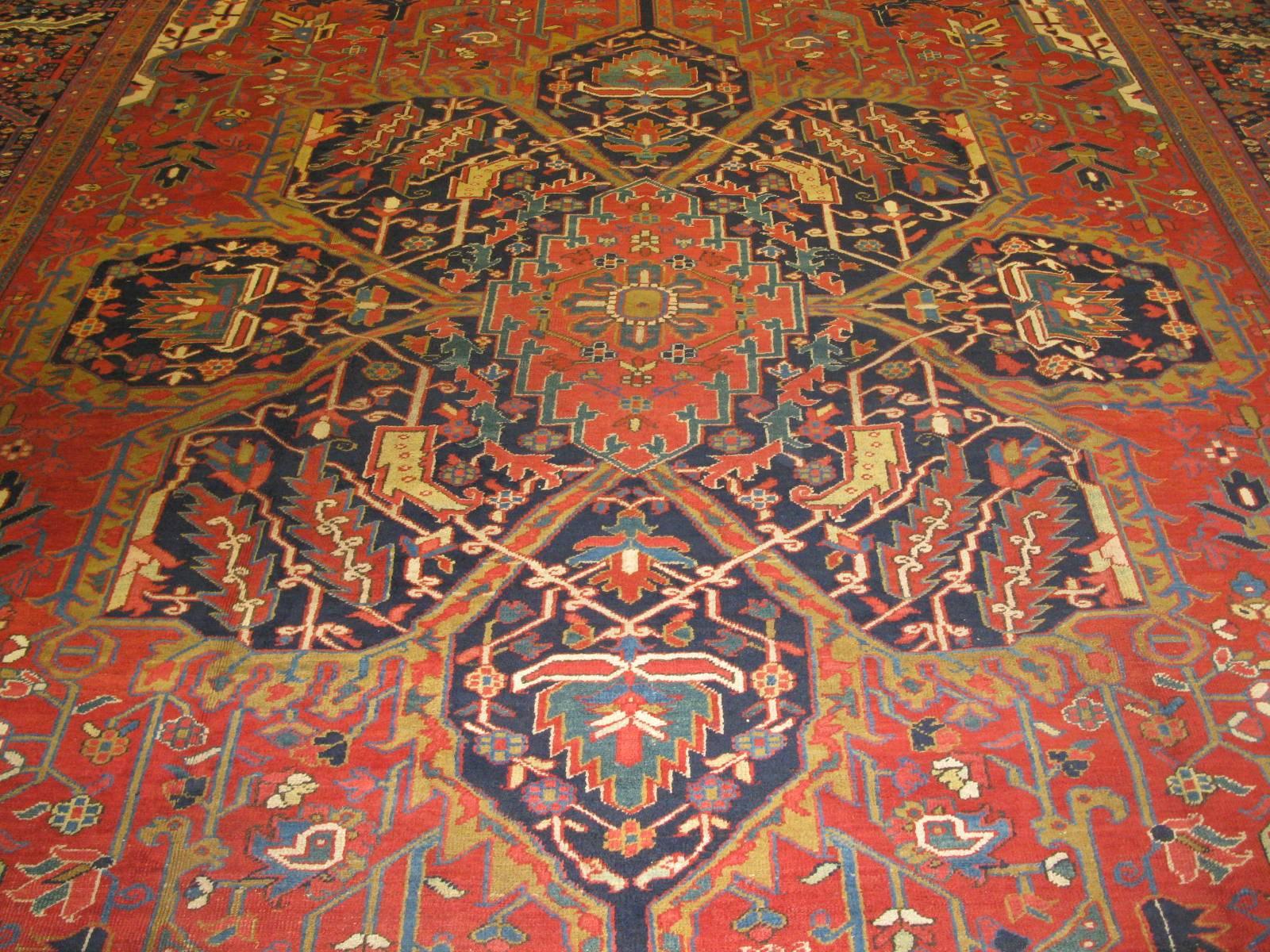 Heriz Serapi Large Antique Persian Heriz Rug For Sale