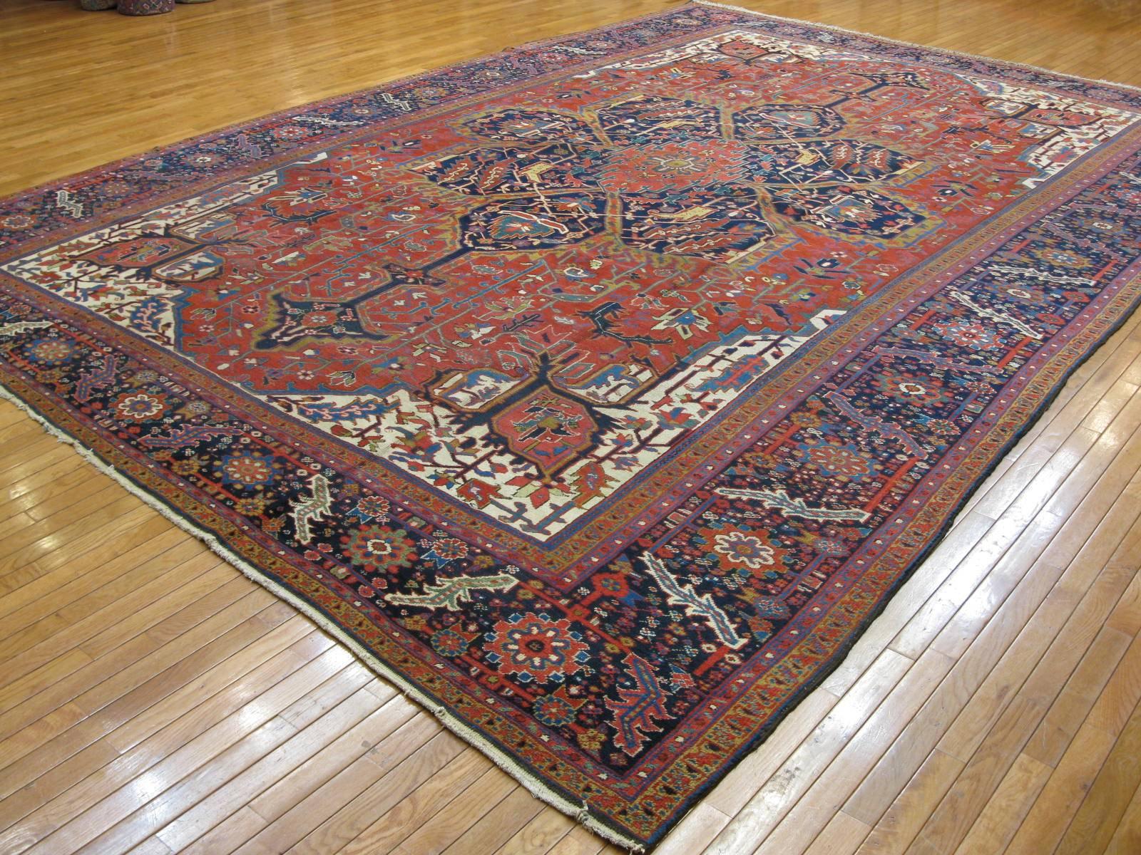 20th Century Large Antique Persian Heriz Rug For Sale