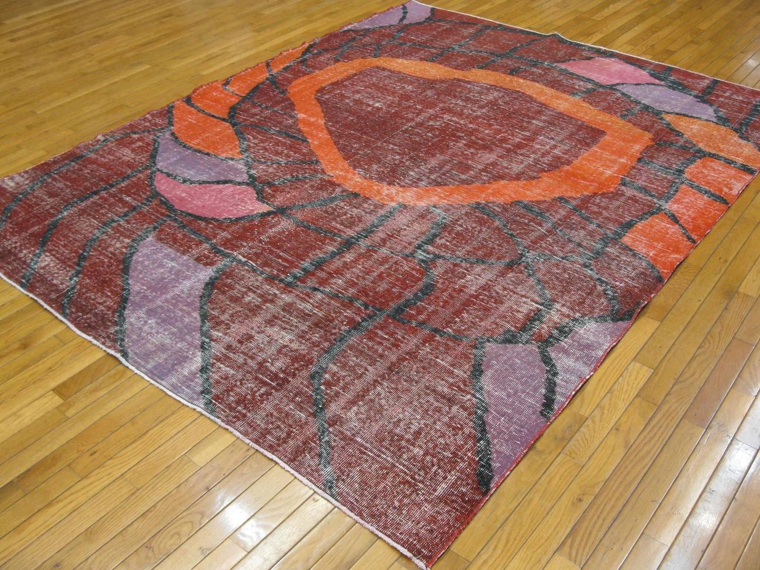 Vintage Distressed Art Deco Design Rug For Sale at 1stdibs