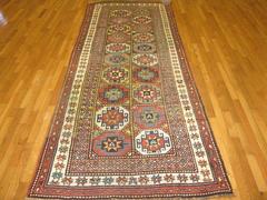Antique Caucasian Kazak Runner Rug