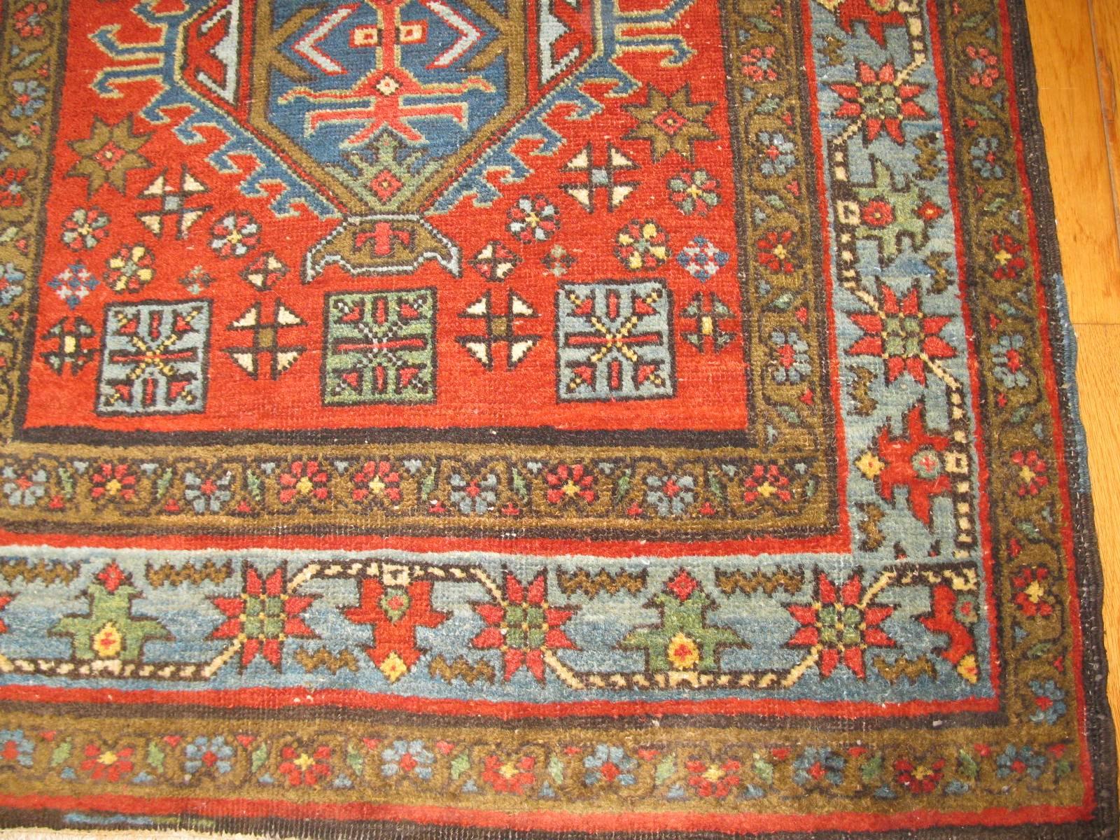 Heriz Serapi Antique Persian Heriz Runner Rug For Sale