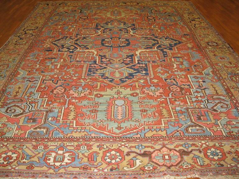 Large Antique Persian Heriz Rug at 1stDibs