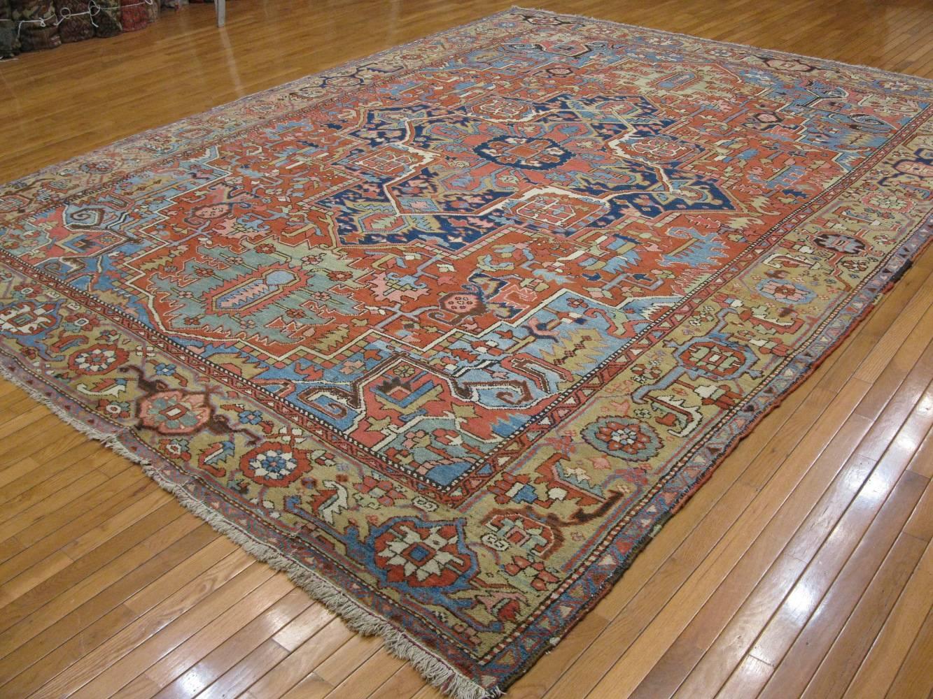 20th Century Large Antique Persian Heriz Rug