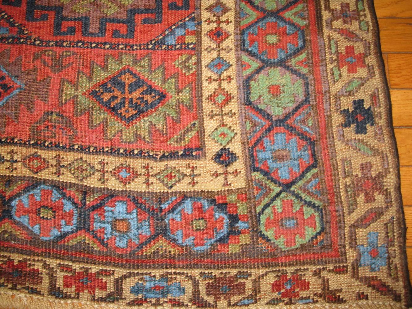 Hand-Knotted Antique Handmade Persian Kurdish Runner Rug For Sale
