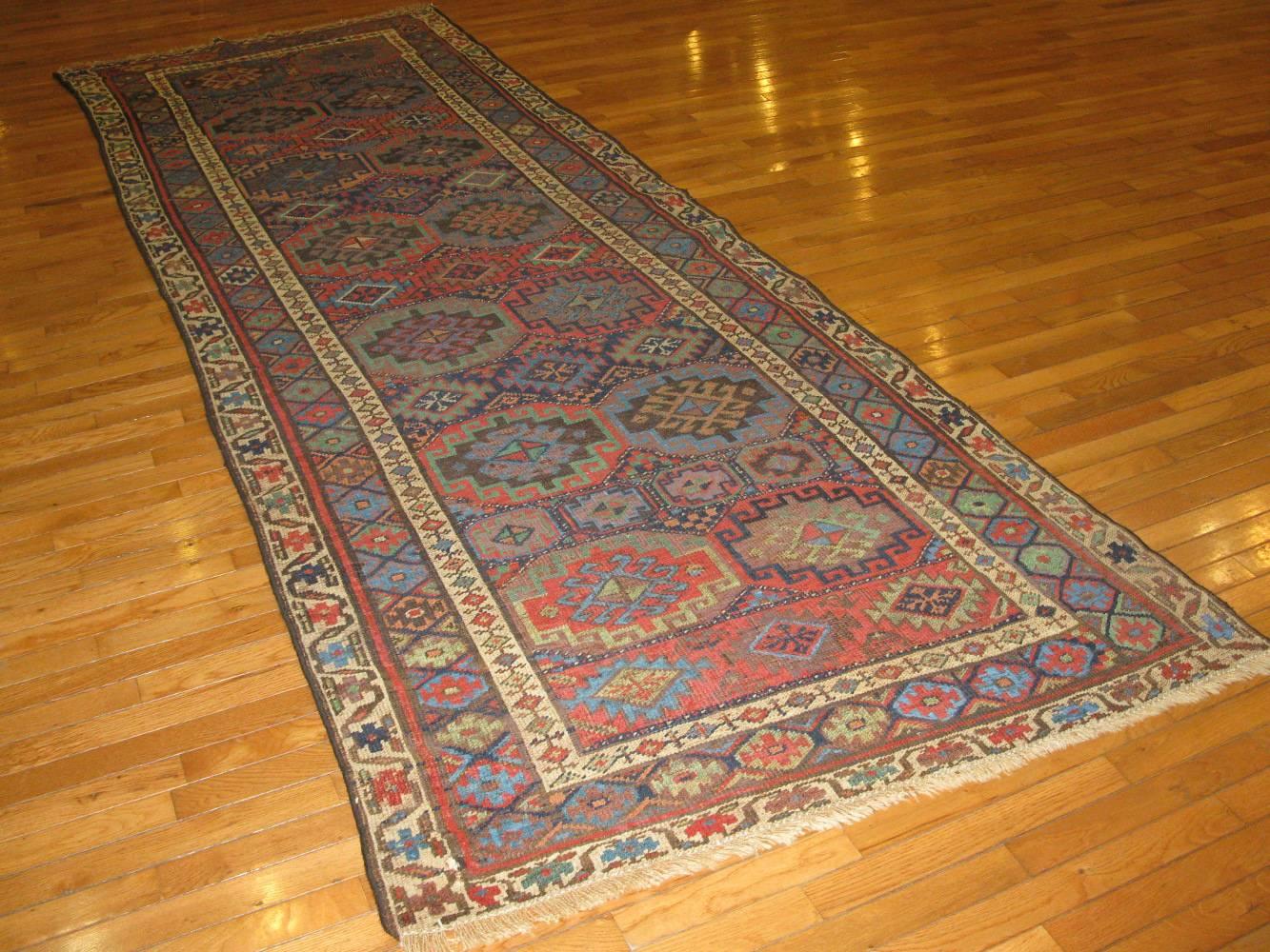 20th Century Antique Handmade Persian Kurdish Runner Rug For Sale