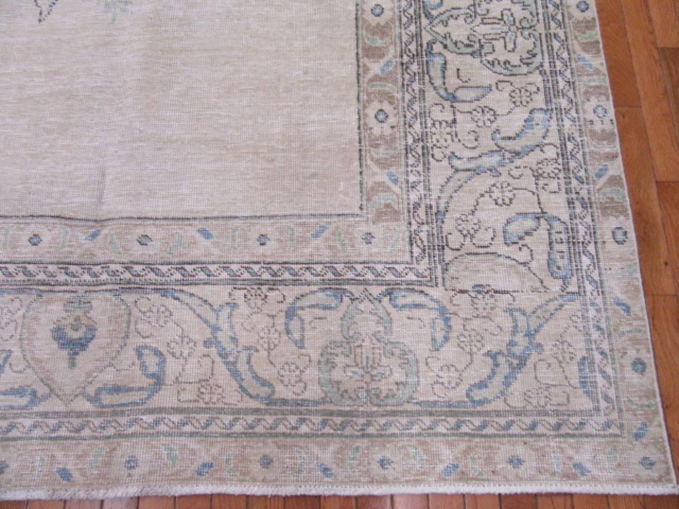 20th Century Large Distressed Hand-Knotted Persian Tabriz Rug