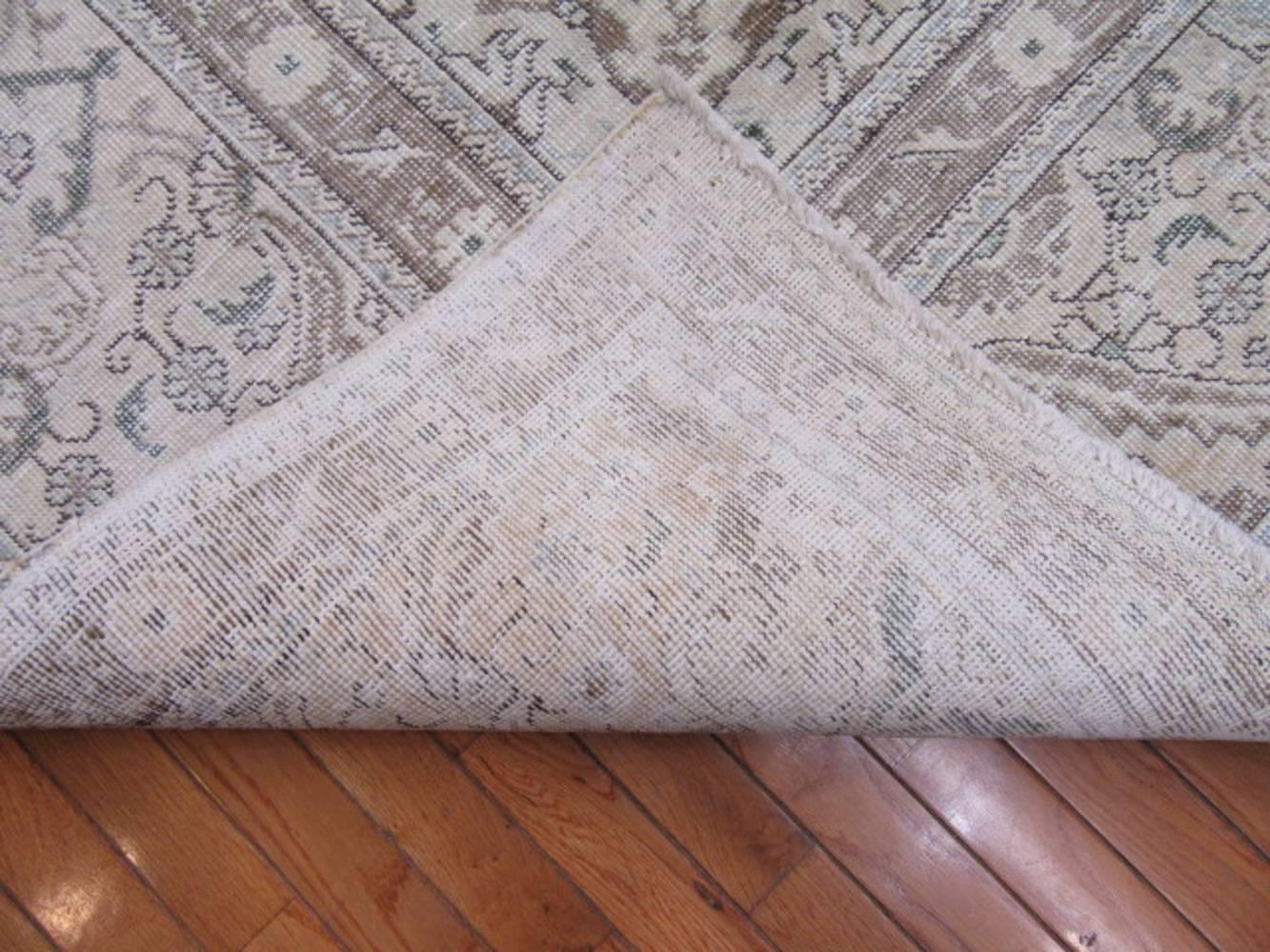 Wool Large Distressed Hand-Knotted Persian Tabriz Rug