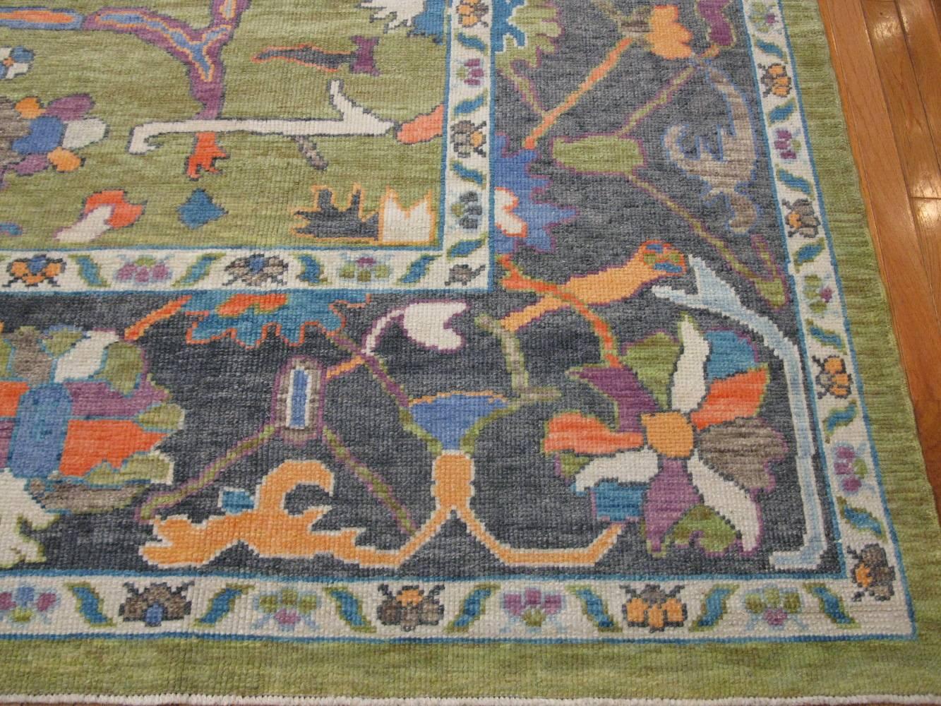 Contemporary Large Hand-Knotted Turkish Oushak Rug