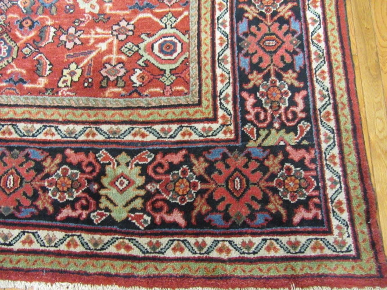 Hand-Knotted Antique Persian Mahal Rug For Sale