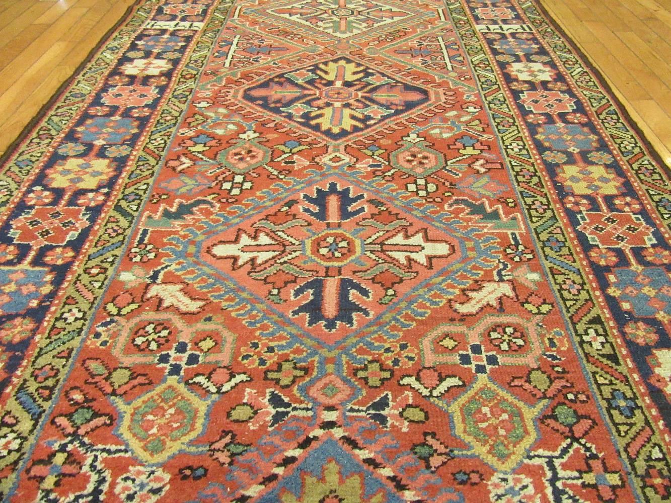 Heriz Serapi Antique Handmade Persian Heriz Runner Rug