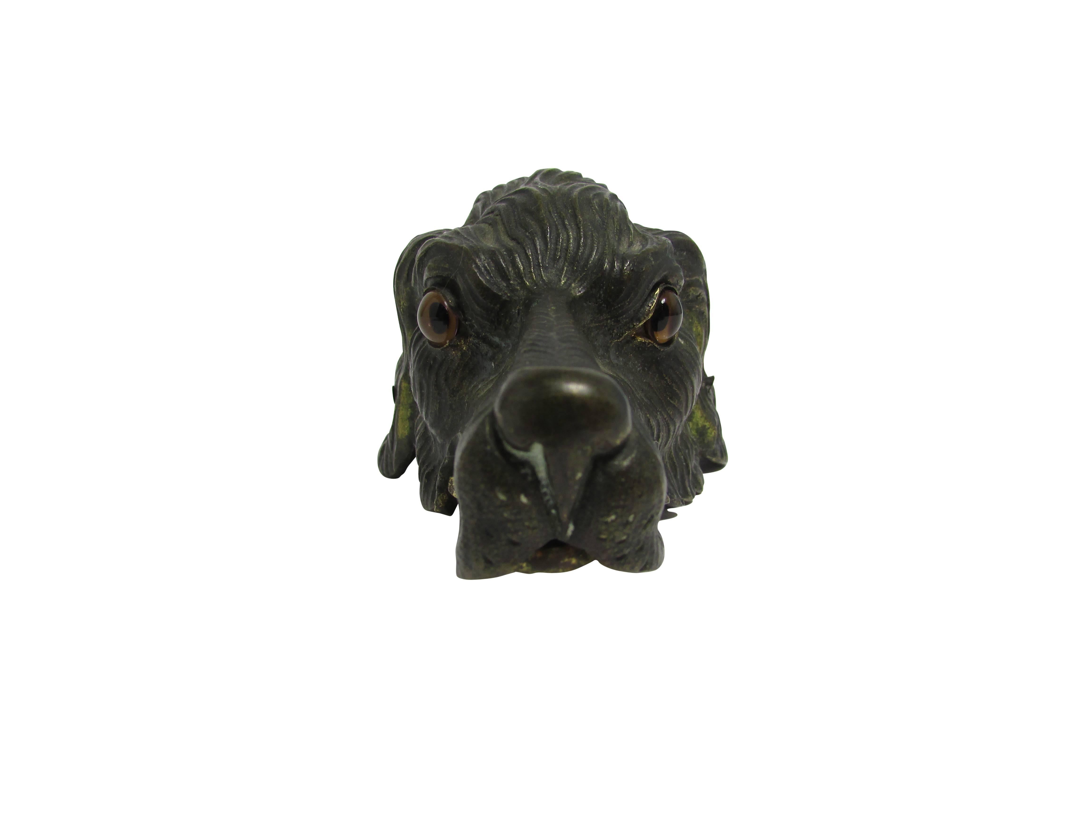 Austrian Turn of the Century Vienna Bronze Figural Dog Head Letter Clip 