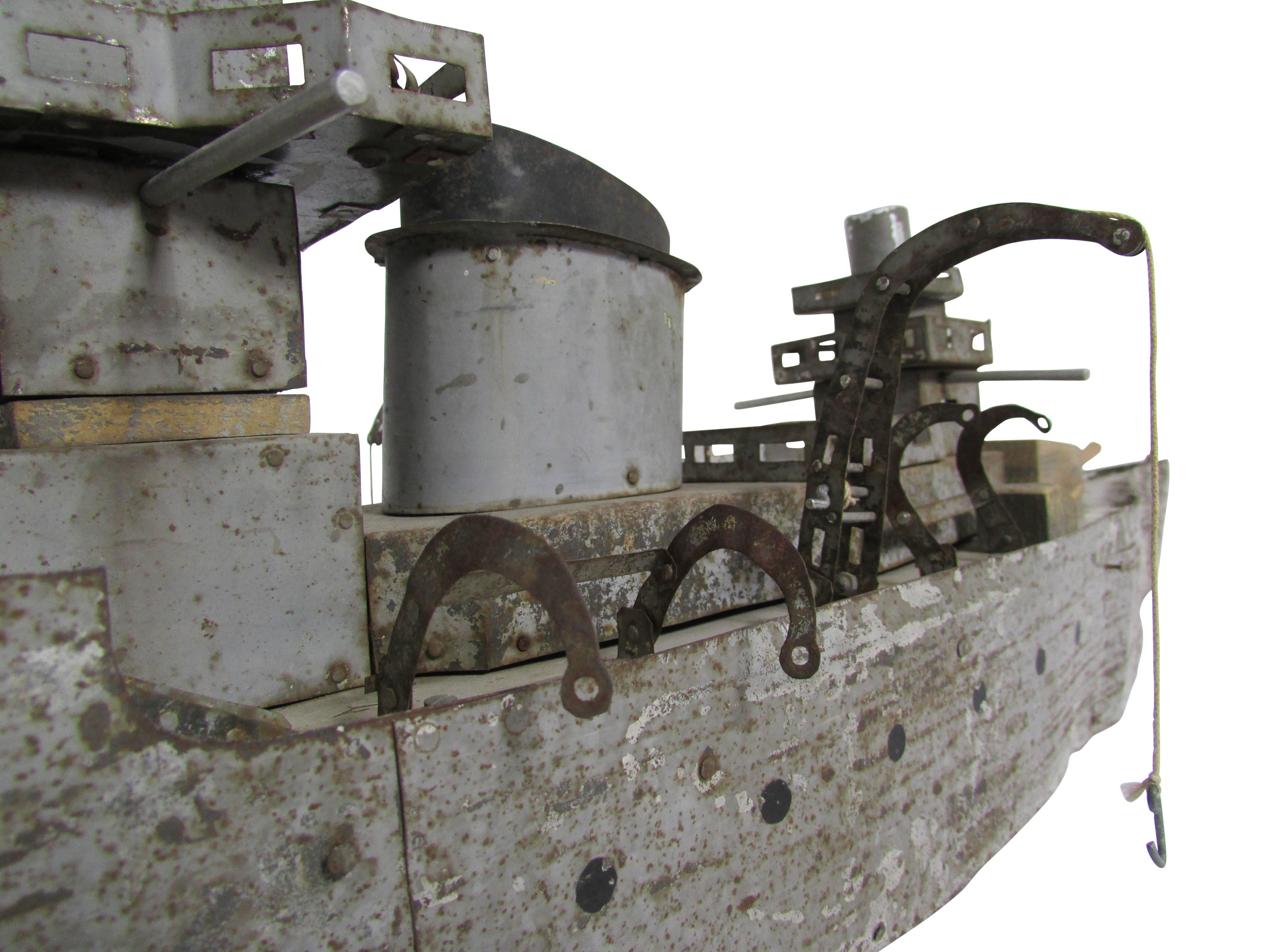 Paper Folk Art Scrap Metal Battleship