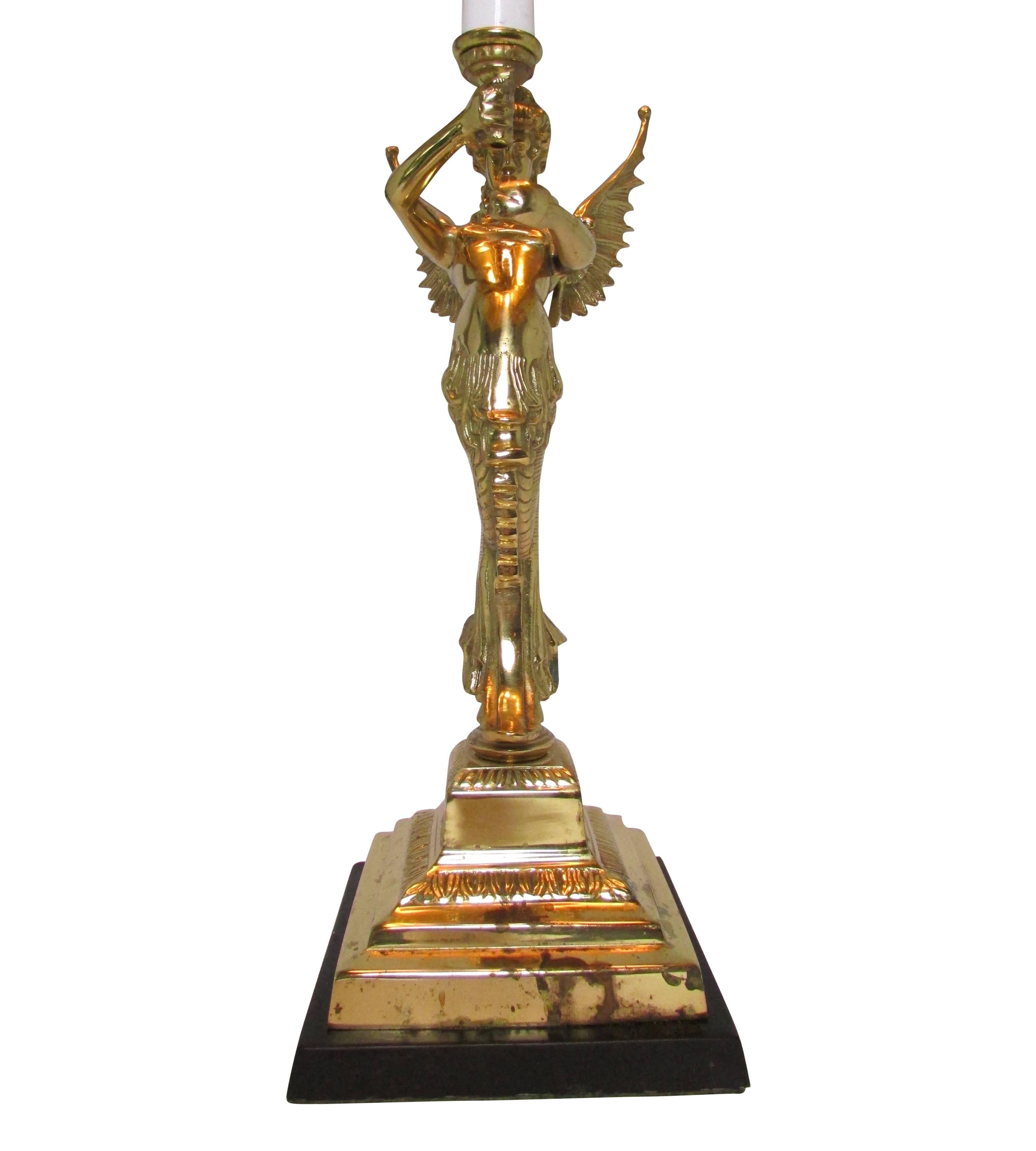 American Brass Figural Siren Table Lamp