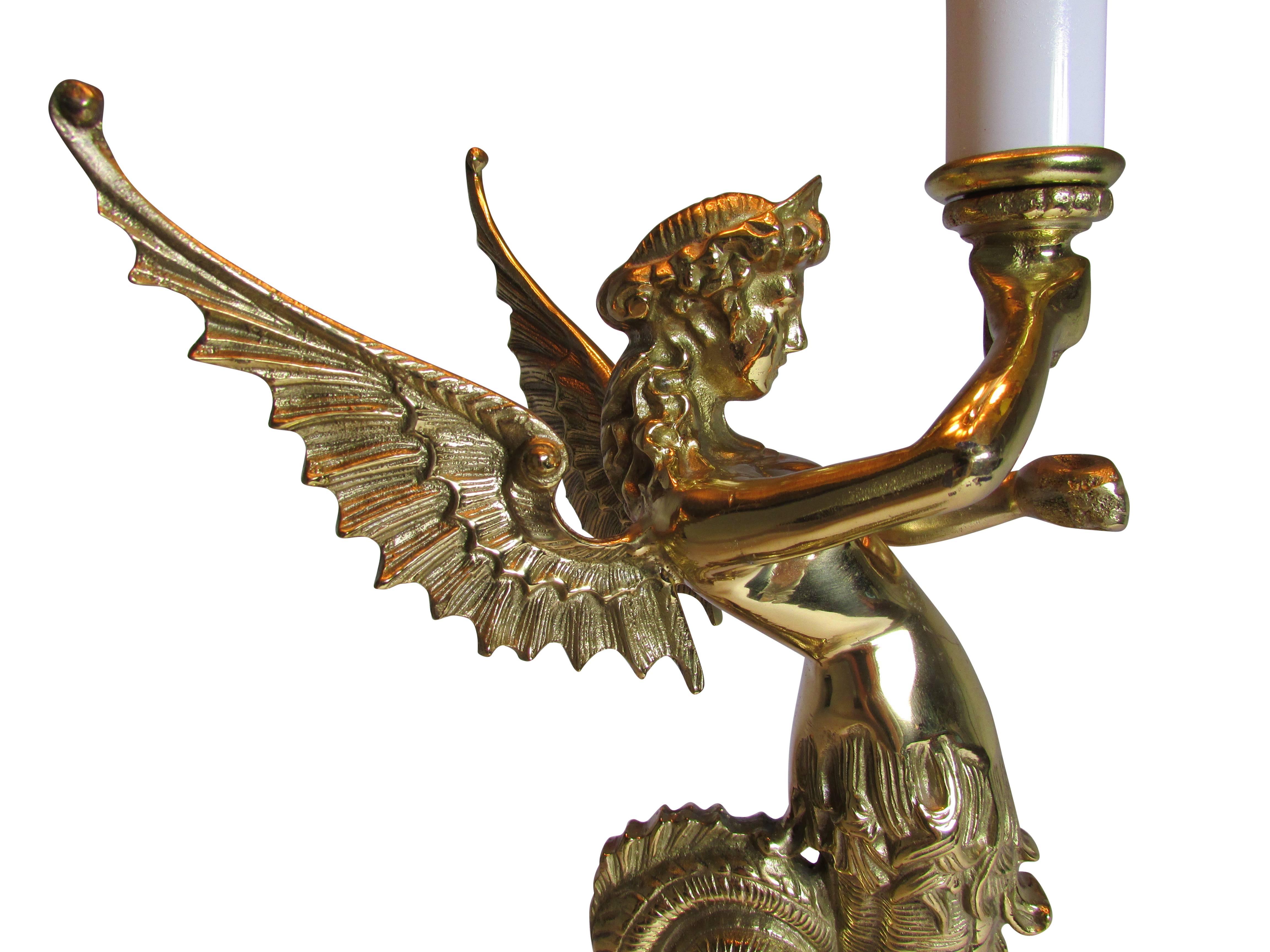 Brass Figural Siren Table Lamp In Good Condition In Seattle, WA