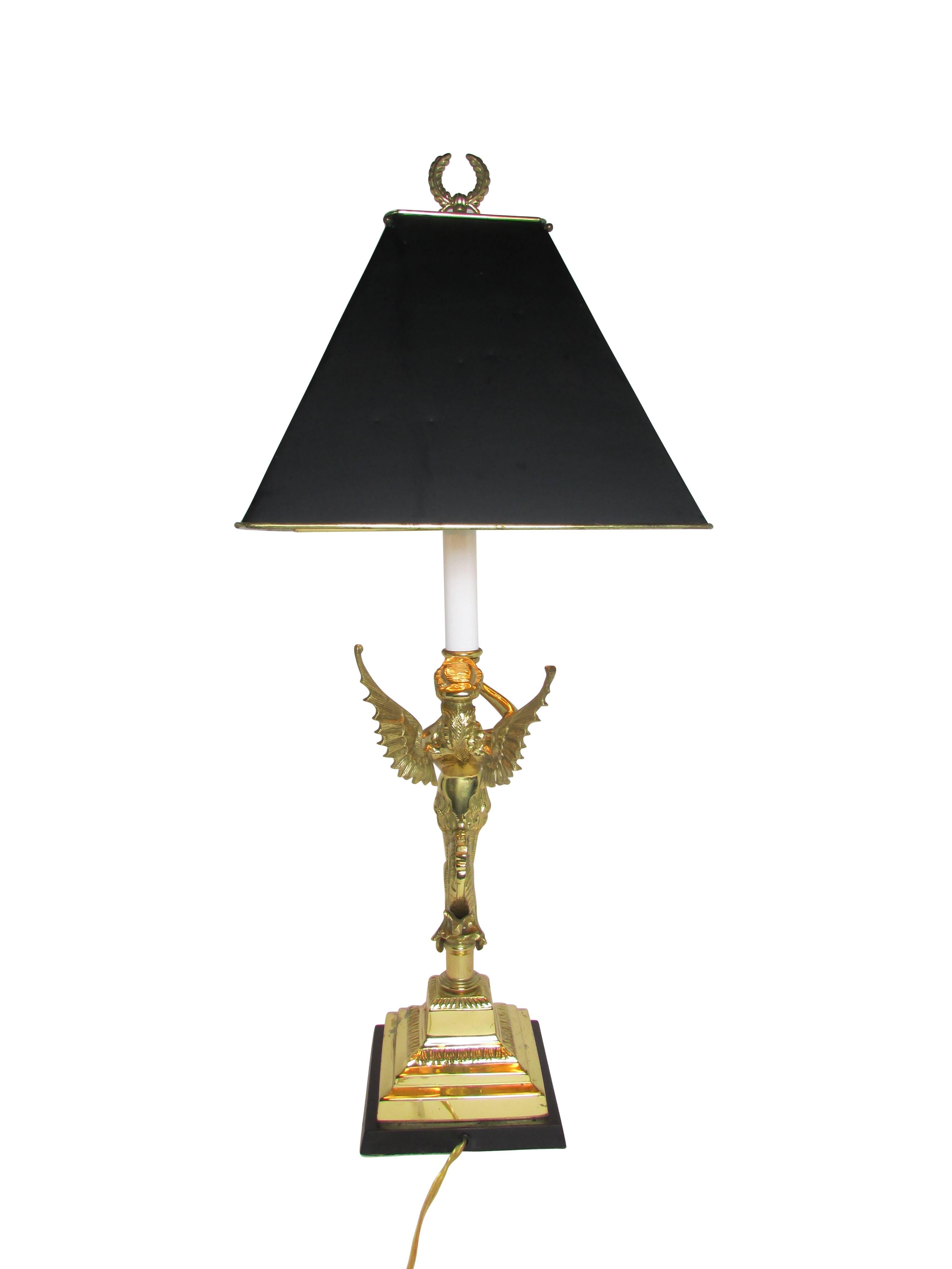 Hollywood Regency Brass Figural Siren Table Lamp