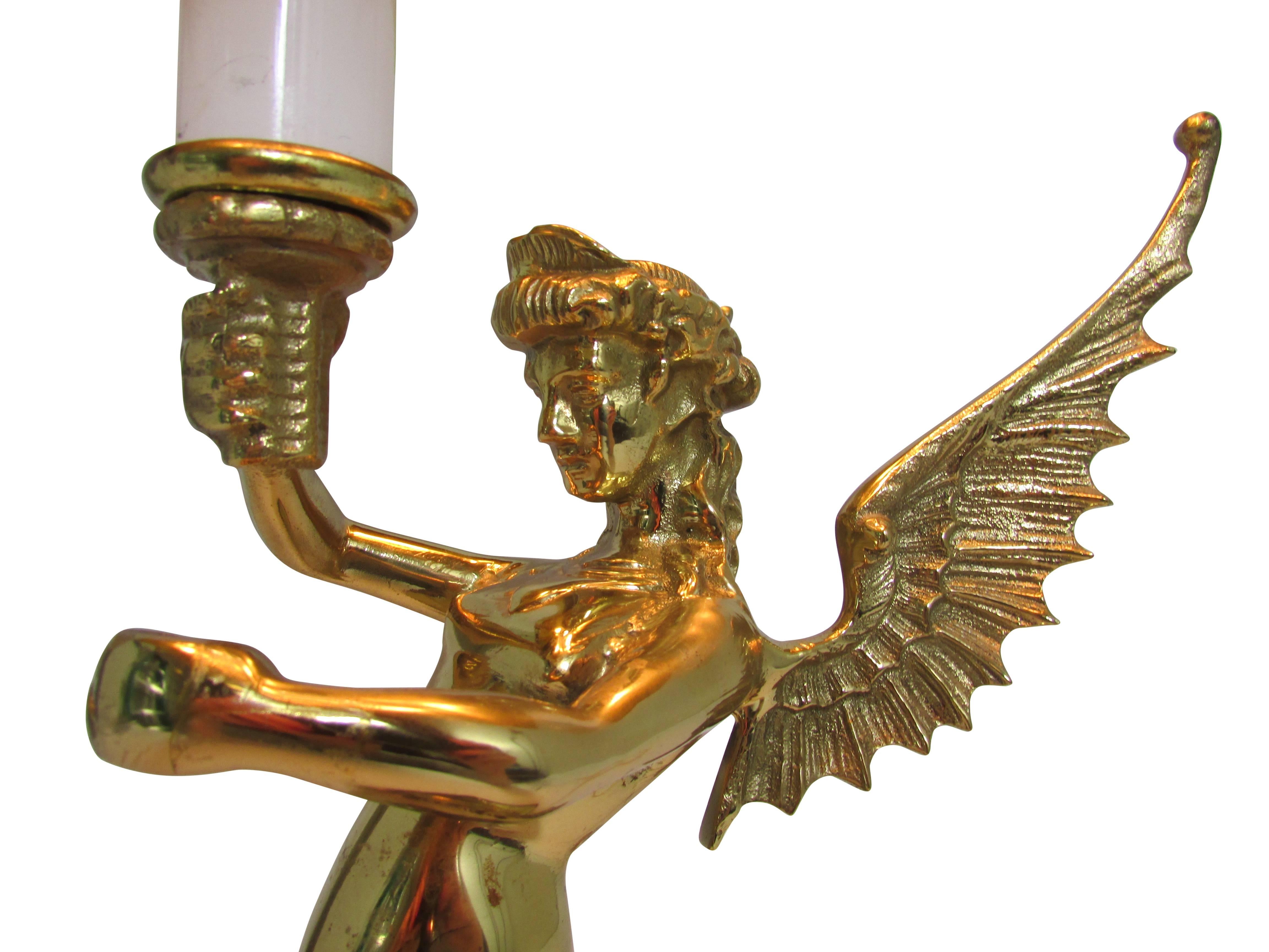 Late 20th Century Brass Figural Siren Table Lamp