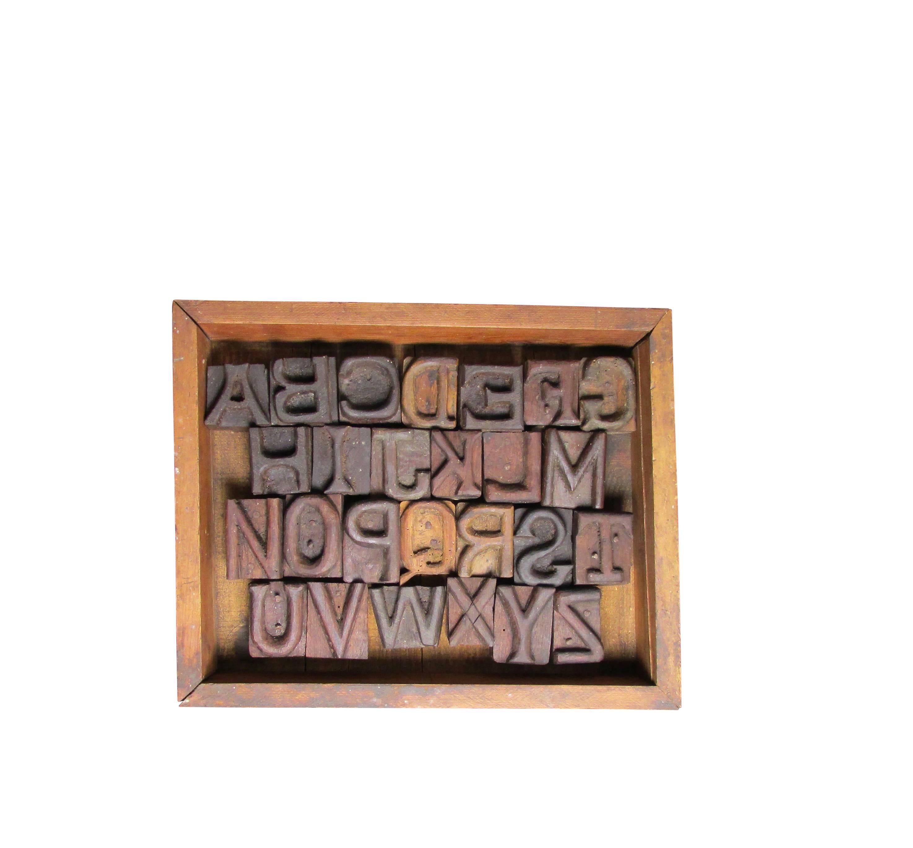 Folk Art Hand-Carved Alphabet Wood Blocks 1