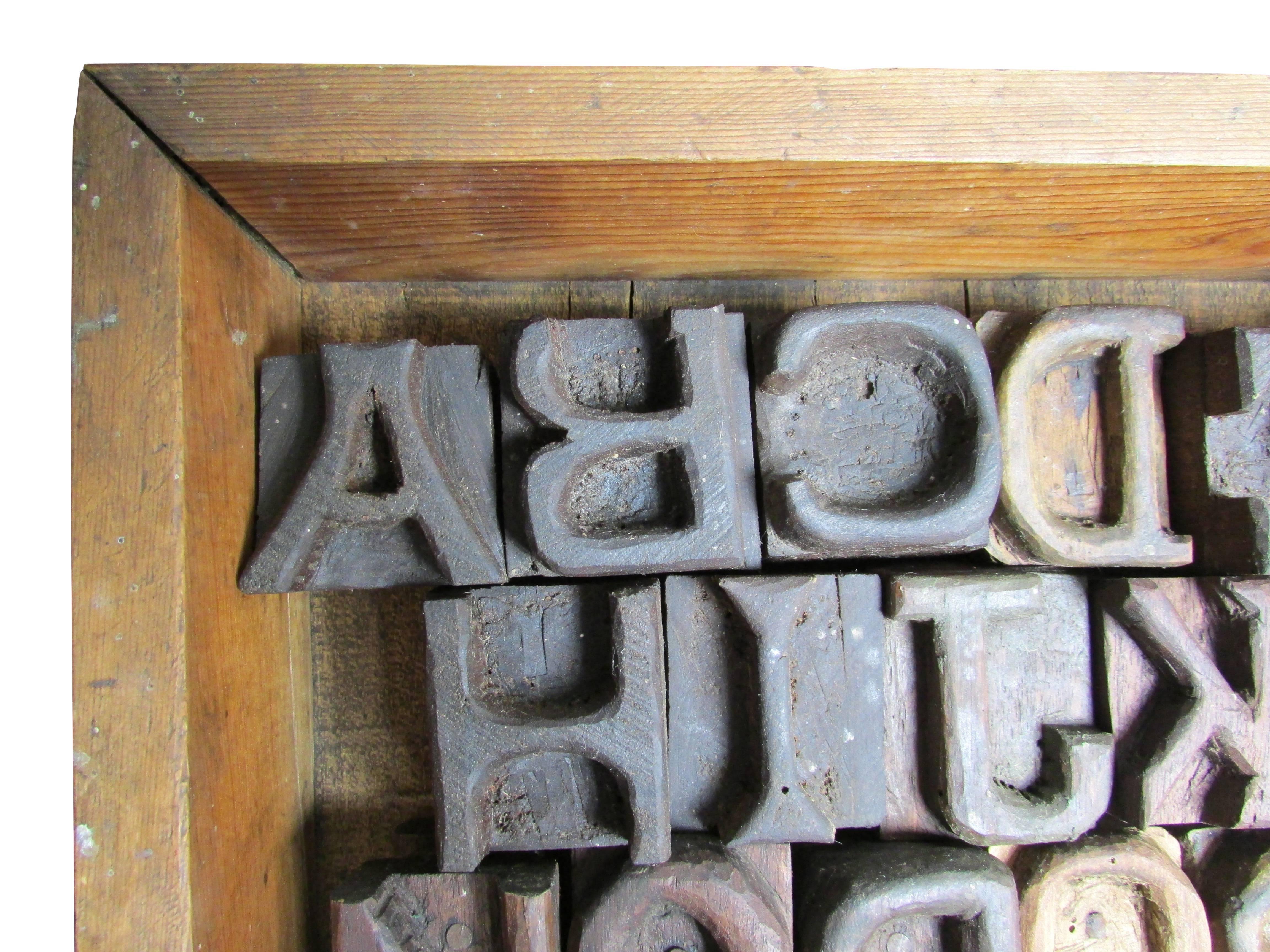 Folk Art Hand-Carved Alphabet Wood Blocks In Good Condition In Seattle, WA