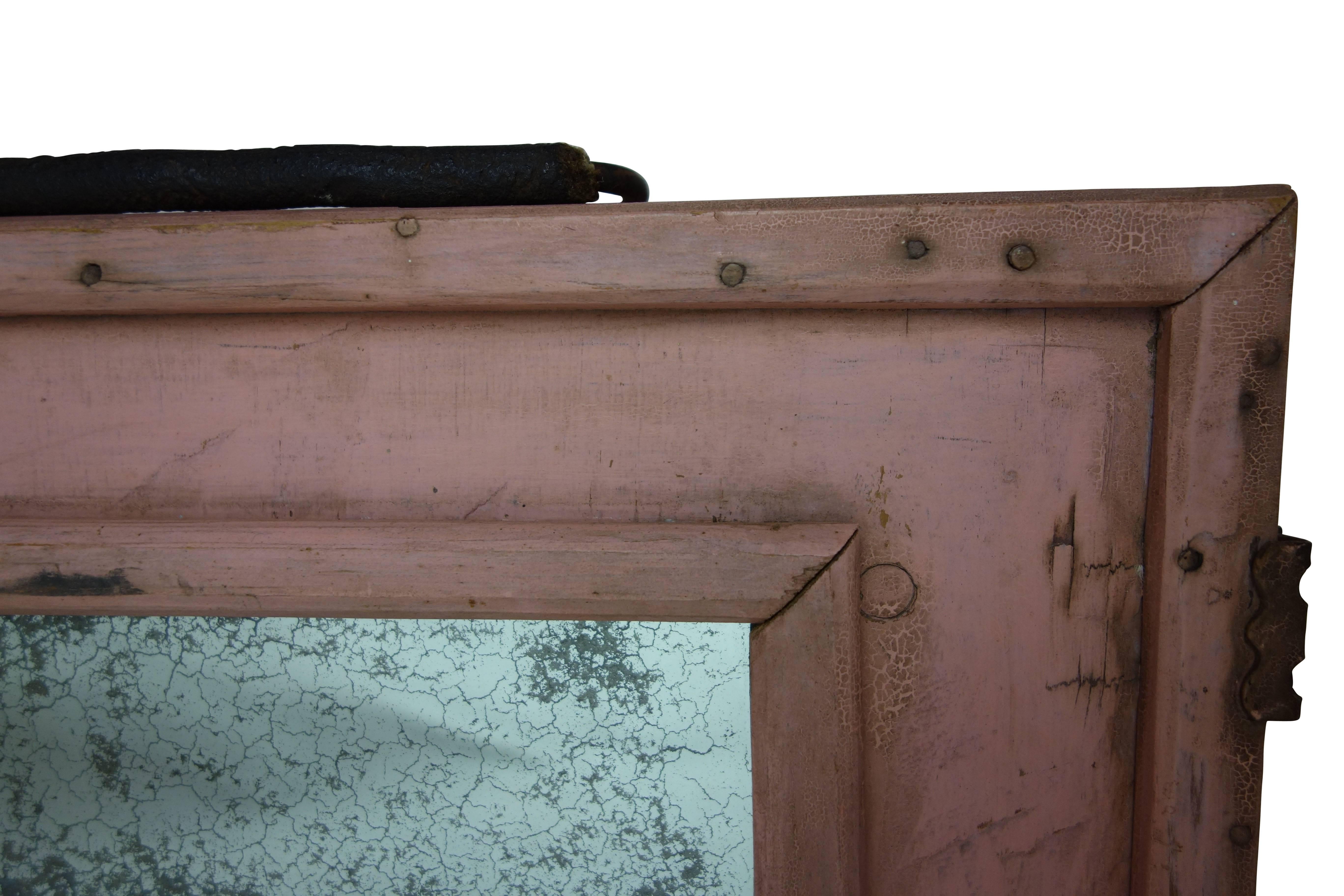 Painted Adorable Pink Traveling Medicine Cabinet with Perfectly Oxidized Mirror