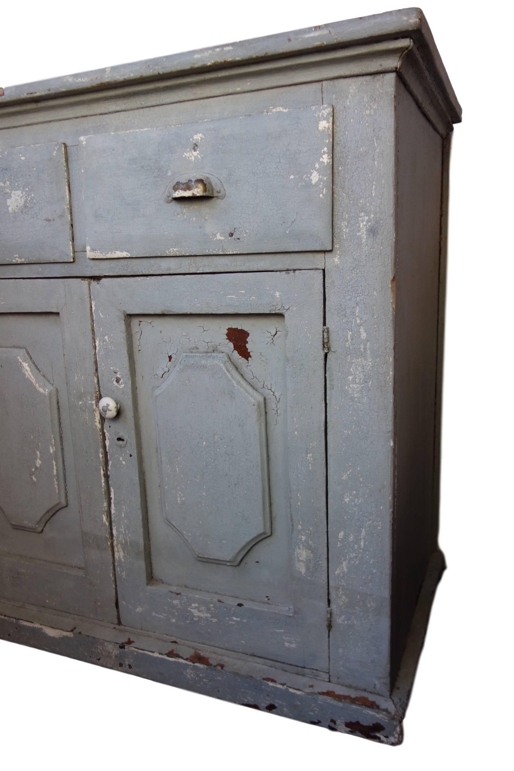 Early 20th Century Painted Gray Cabinet In Good Condition In Seattle, WA