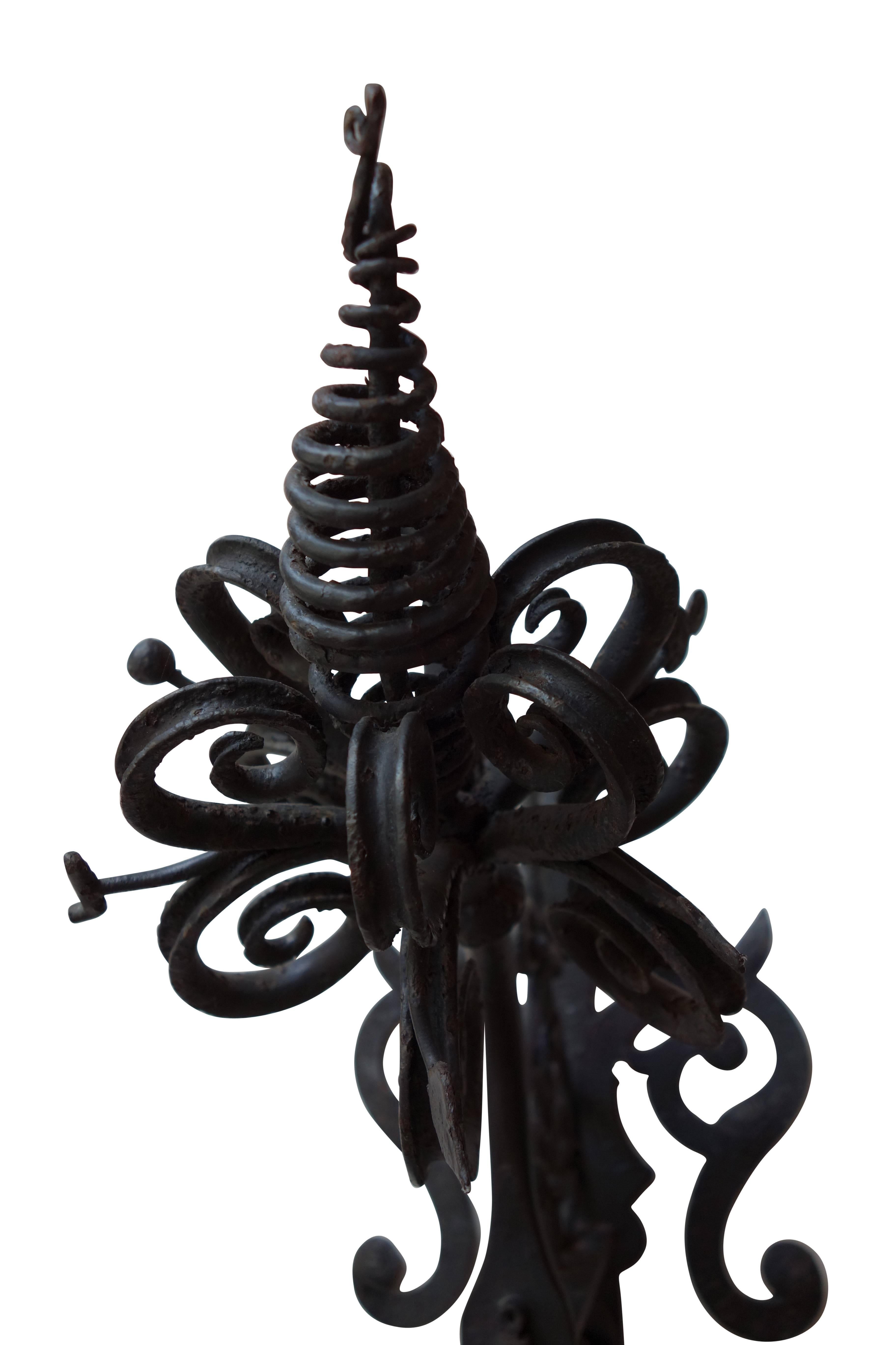 Brass Spanish Revival Hand-Wrought Iron Garden Gate Bell