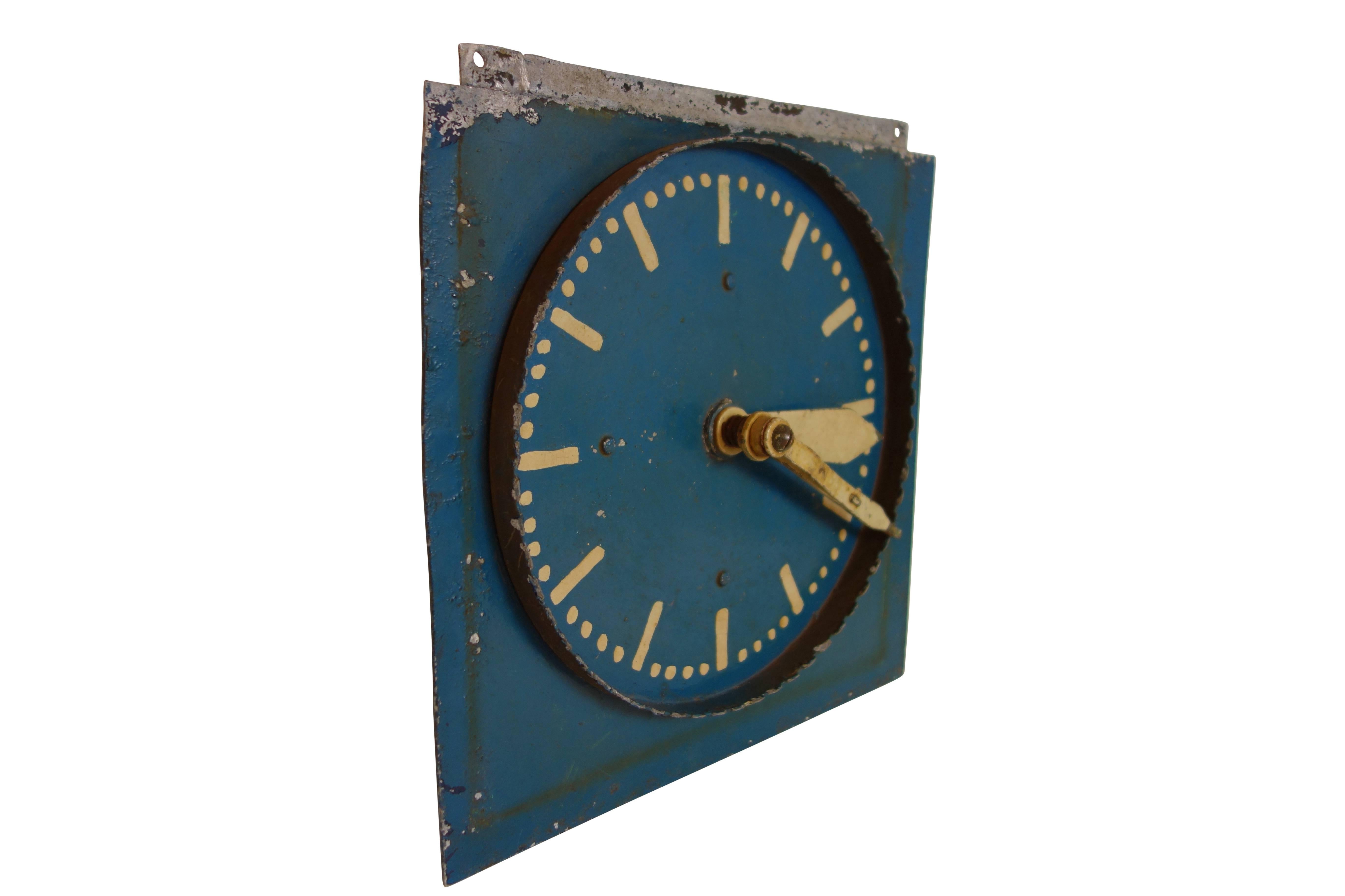 Belgian Blue Painted Double-Sided Clock Teaching Aid For Sale