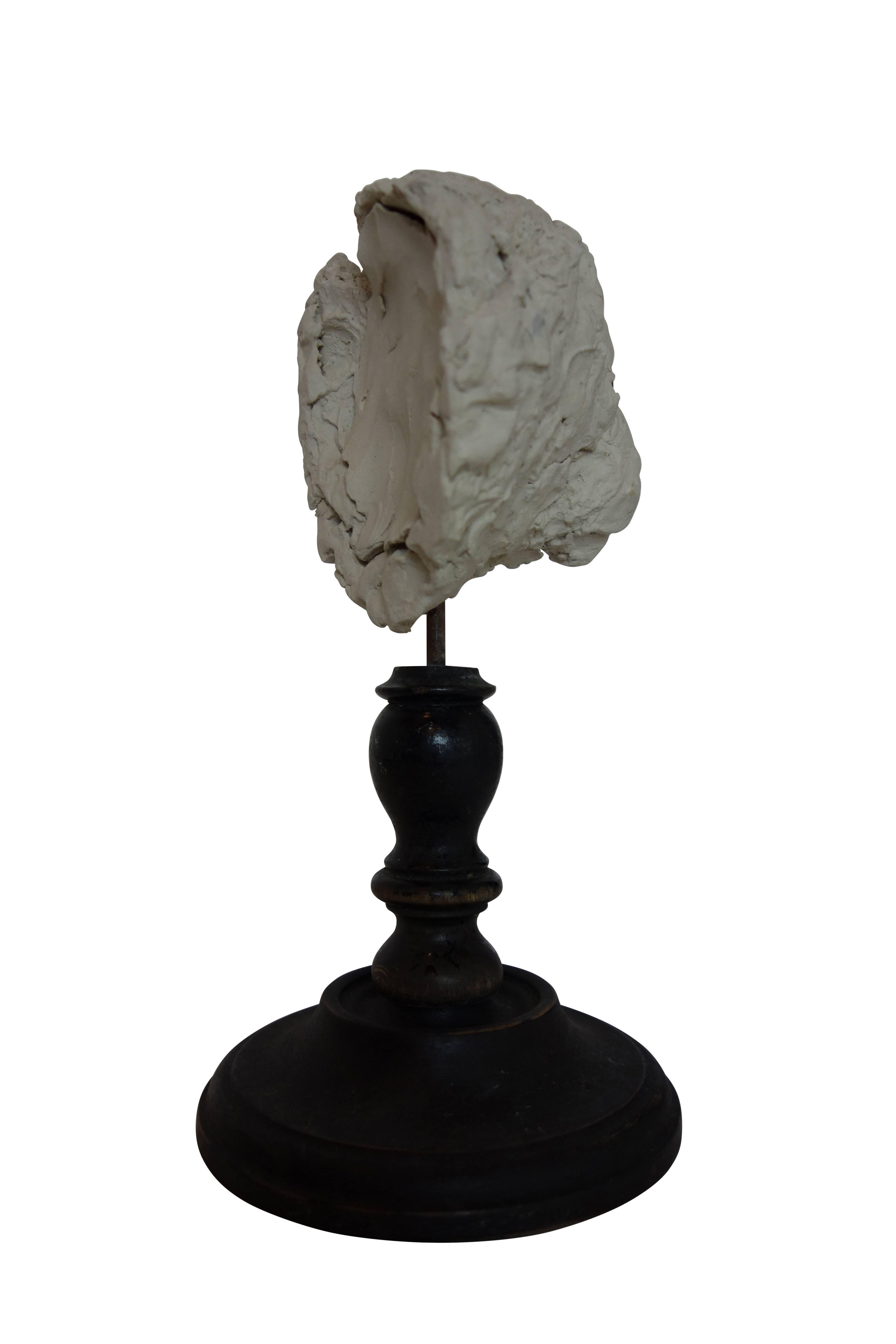 Turned 19th Century Plaster Lion Head Sculpture on Wood Stand