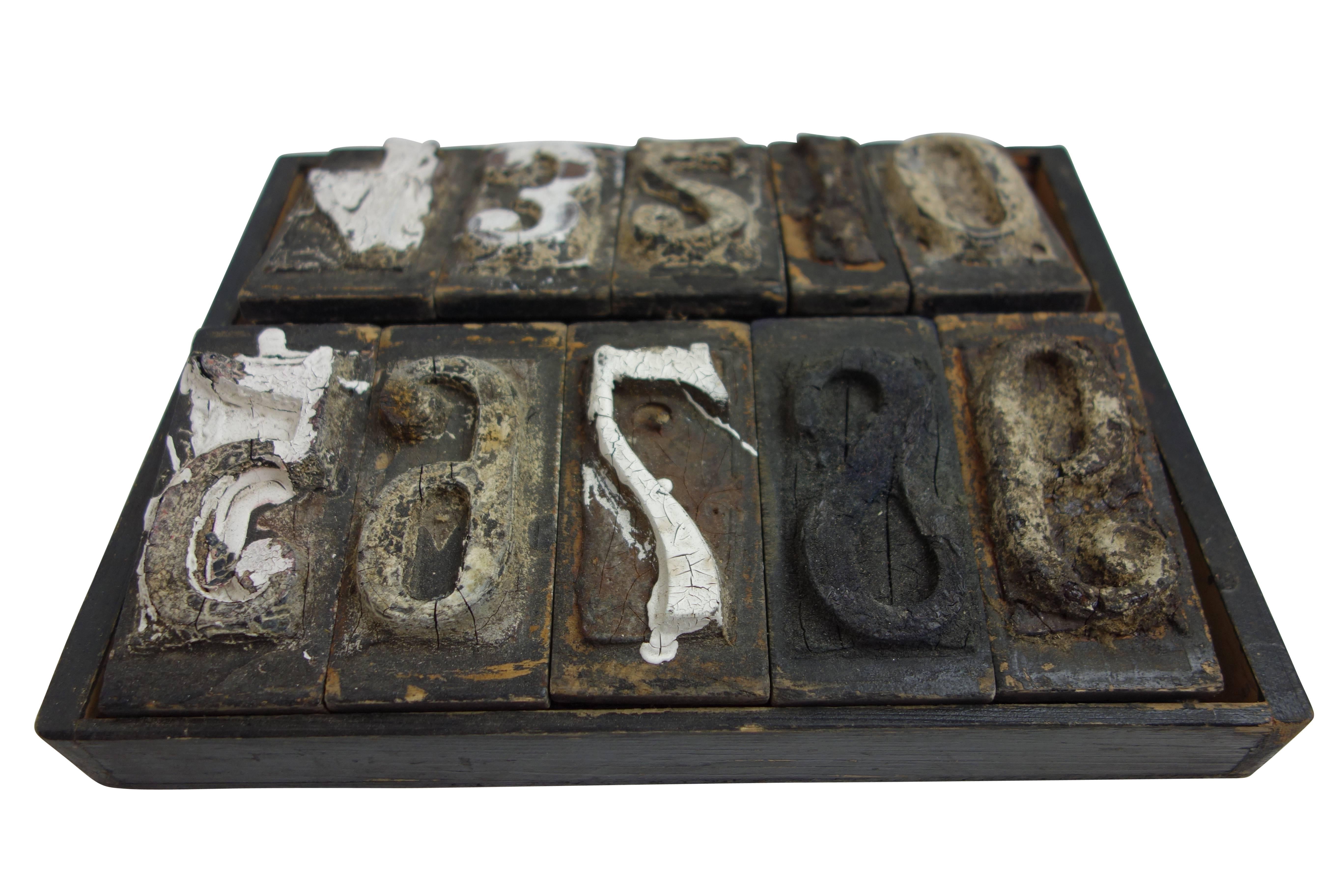 French Set of Wood Number Printing Blocks from France