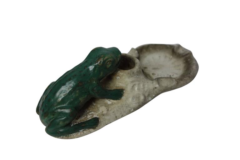 Ceramic Frog Ashtray and Match Holder at 1stDibs