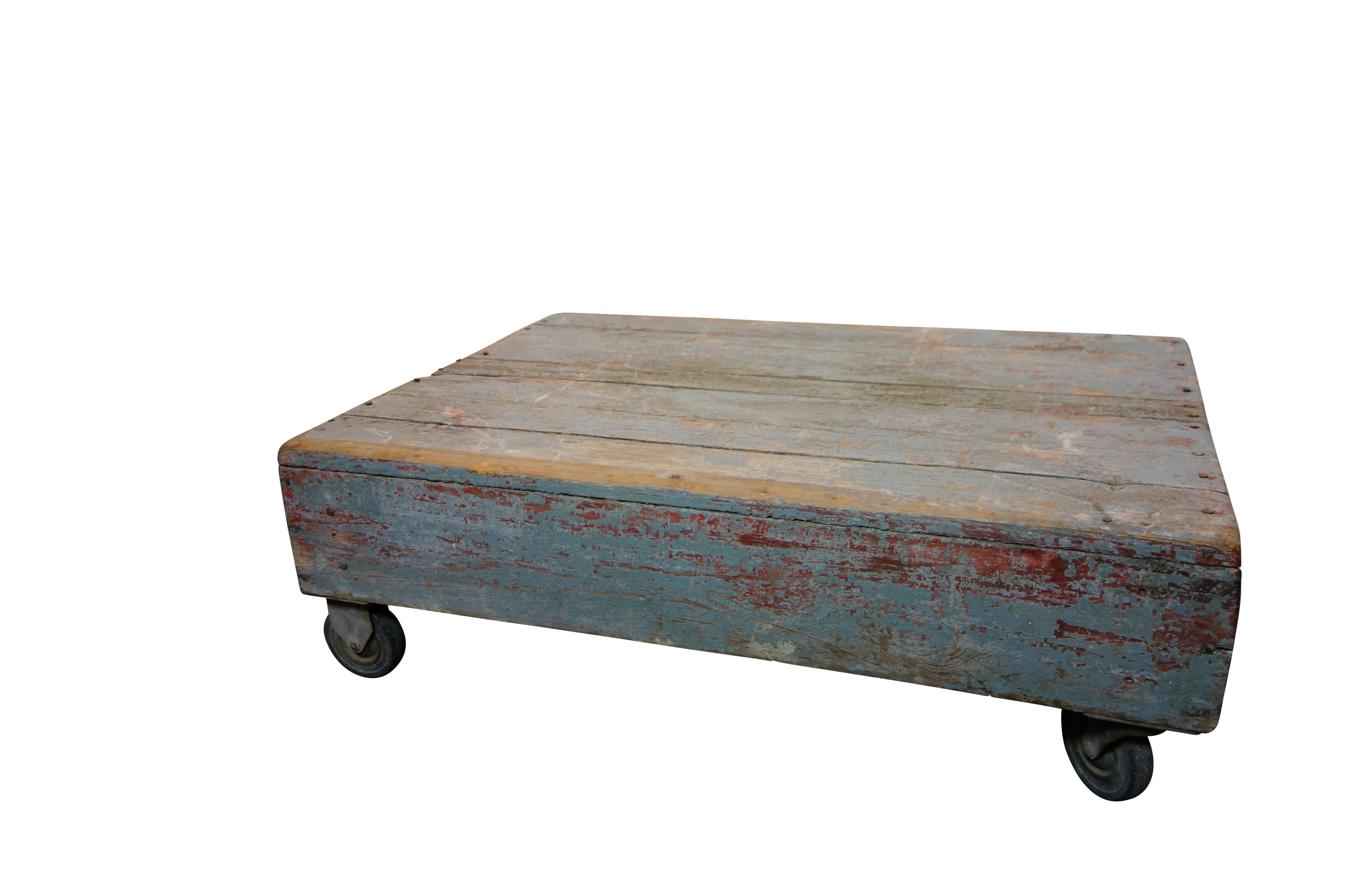 American Painted Gray and Red Industrial Cart