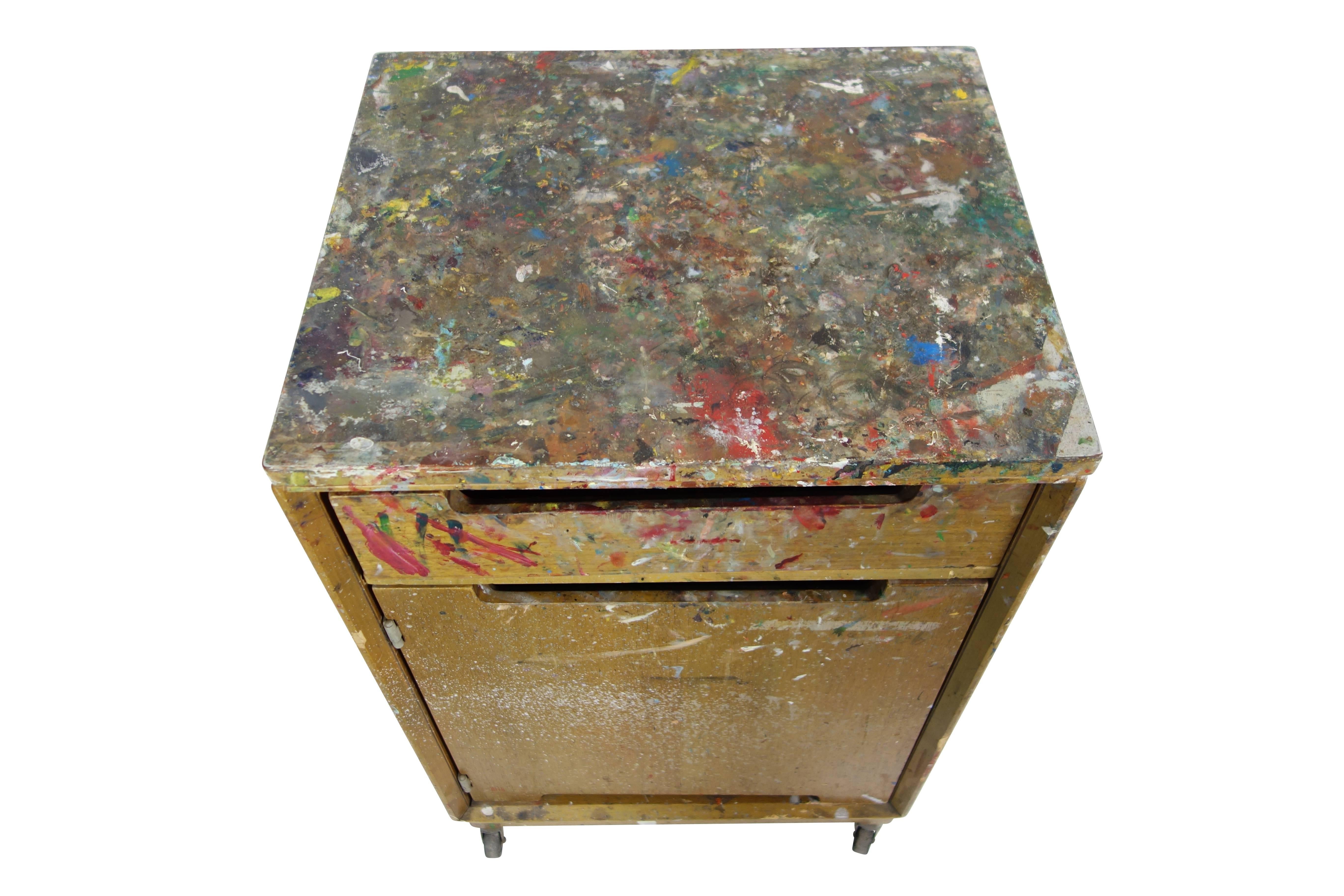 Paint Splattered Cabinet from an Artist Studio In Good Condition In Seattle, WA