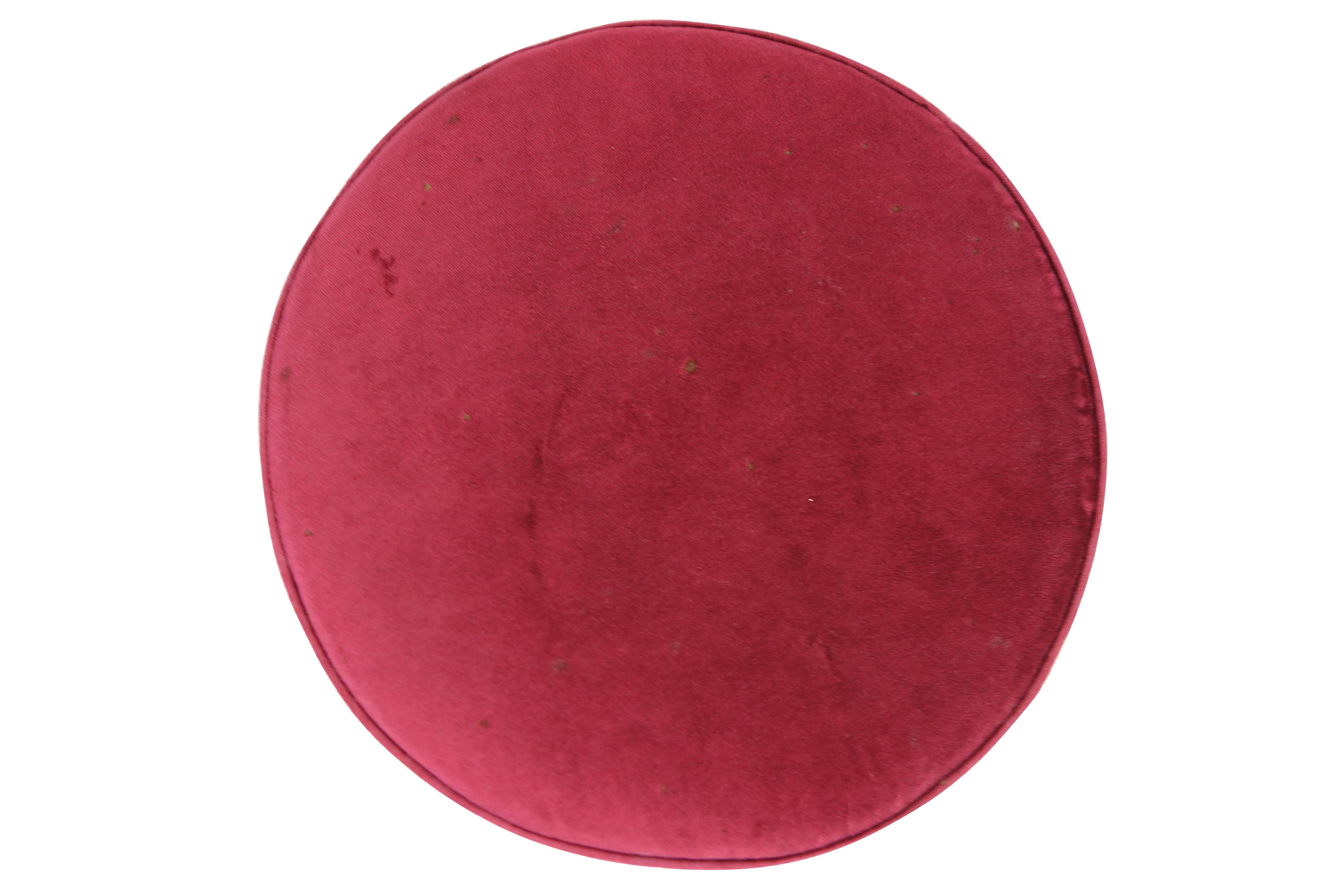 Rivited Red Velvet Footstool 5