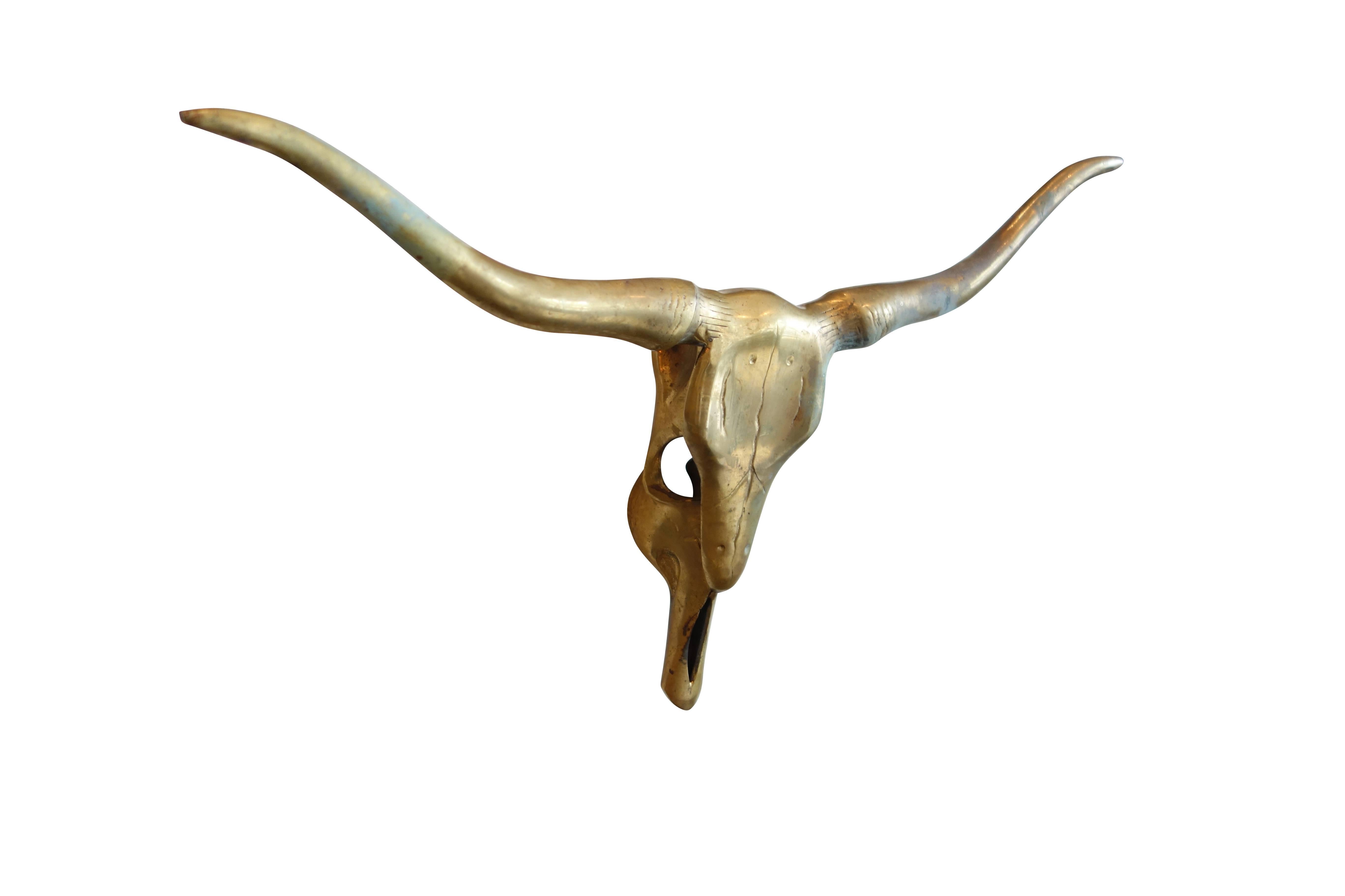 American Vintage Brass Wall Mount Long Horn Cow Skull