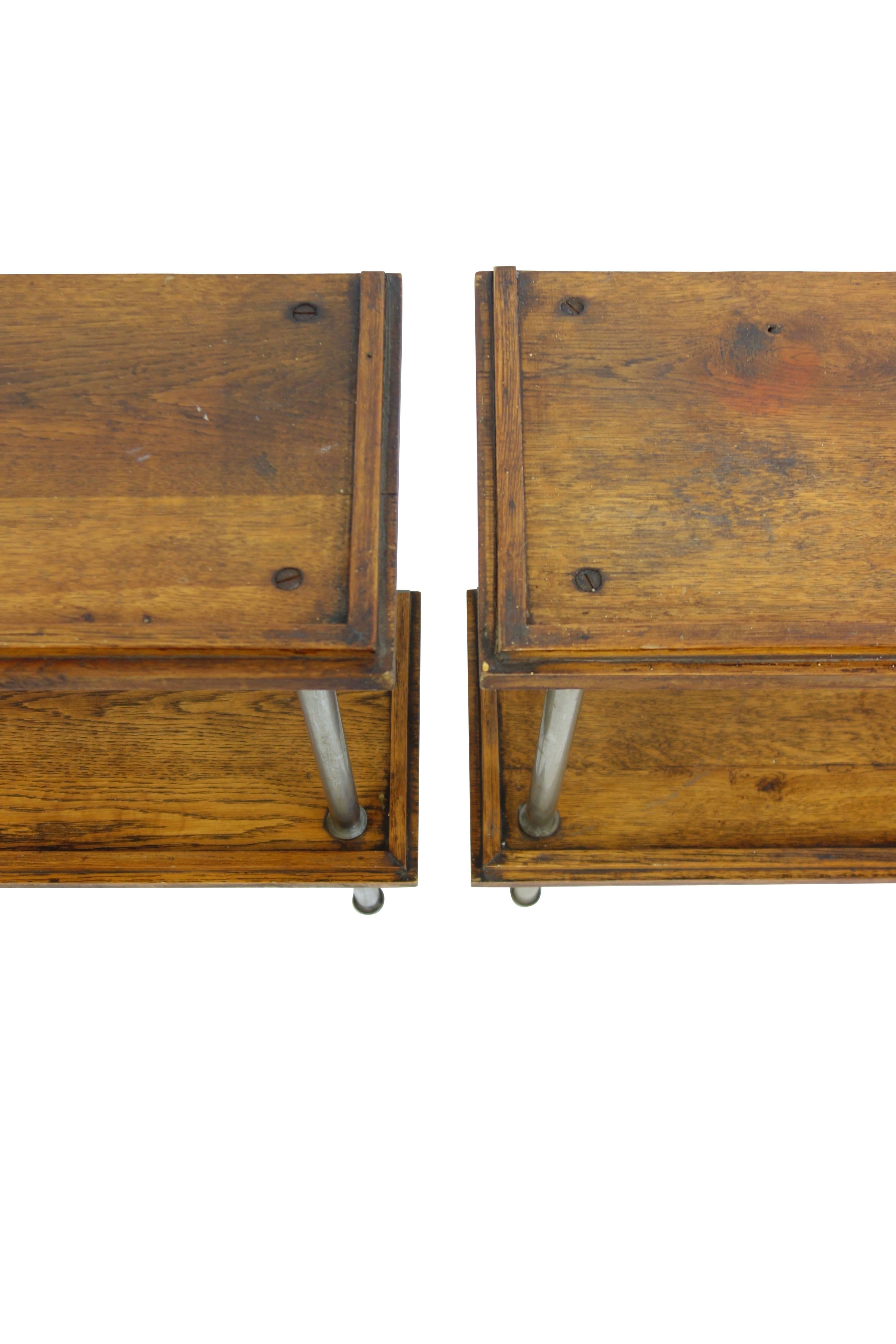 Pair of Wood and Steel Consoles from France 3
